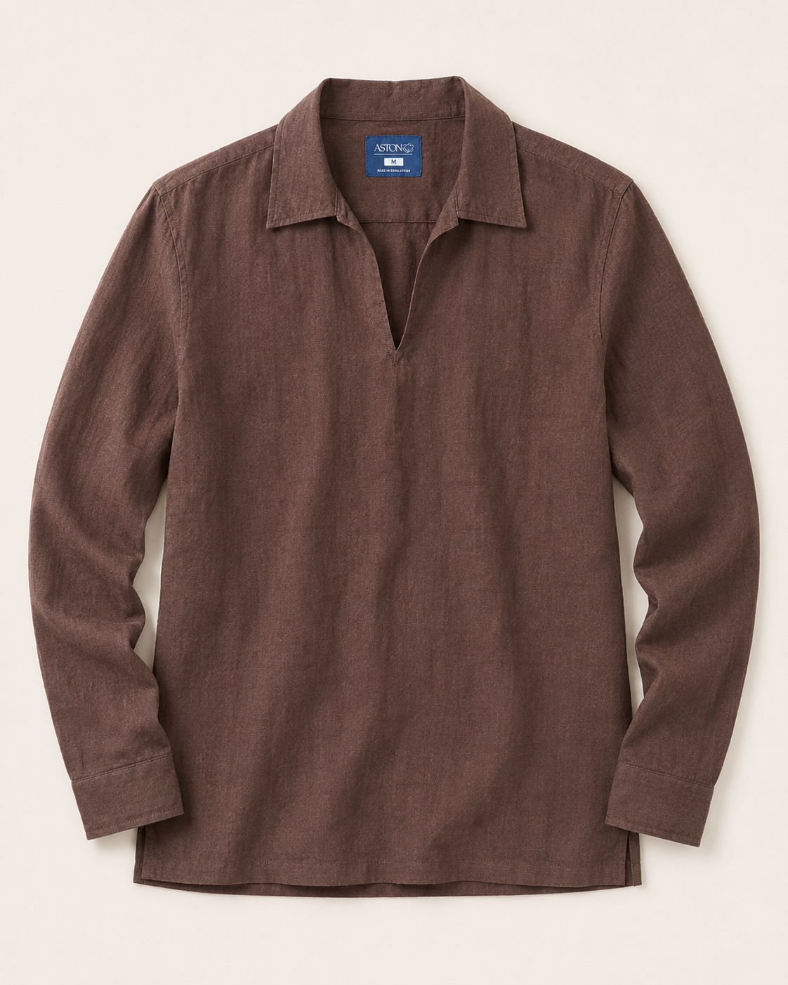 Resort Linen Henley - Mocha Brown