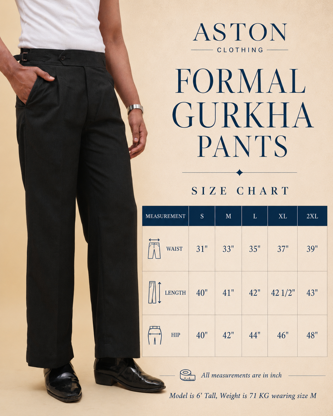 Formal Gurkha Pant - Black