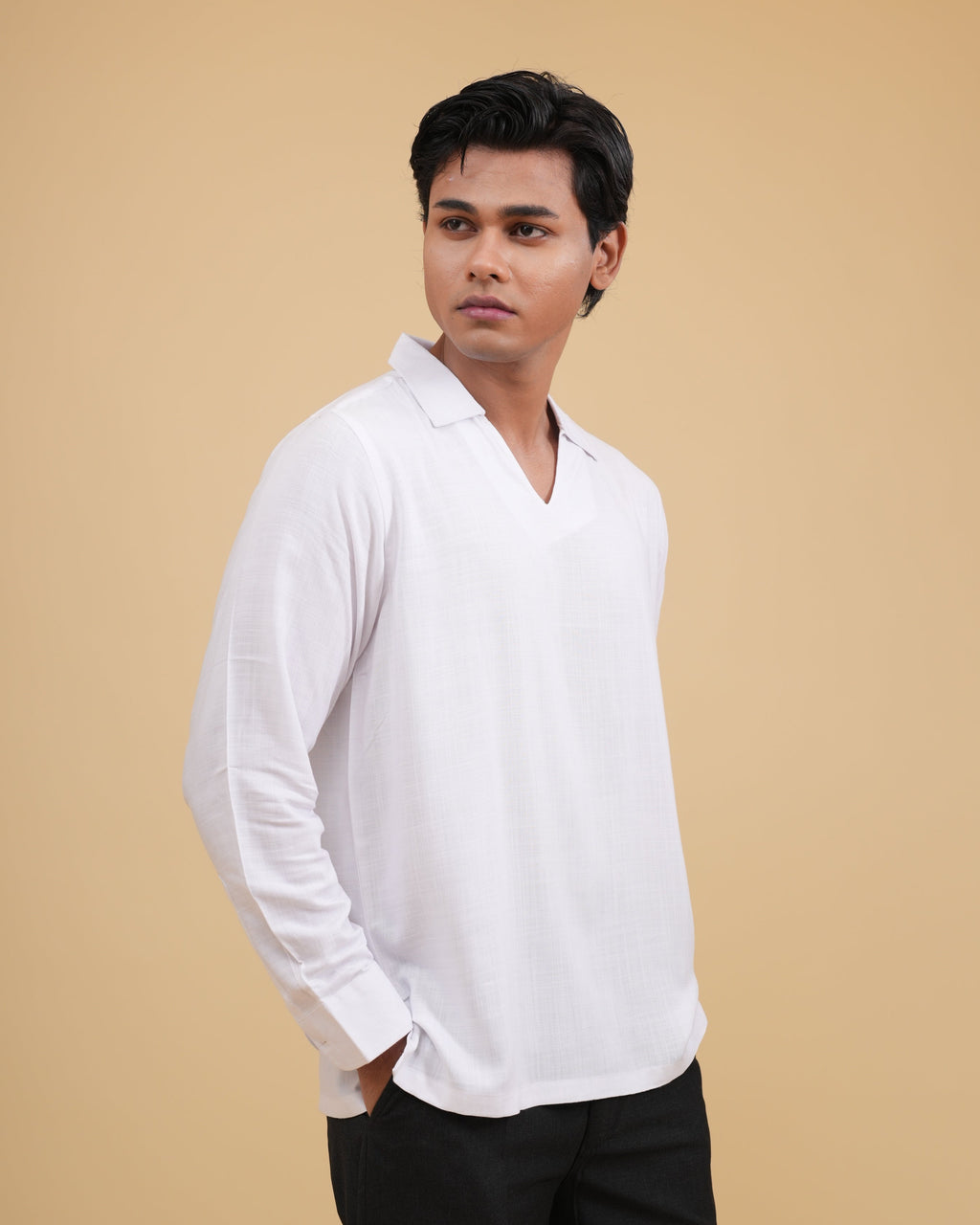 Resort Linen Henley - White