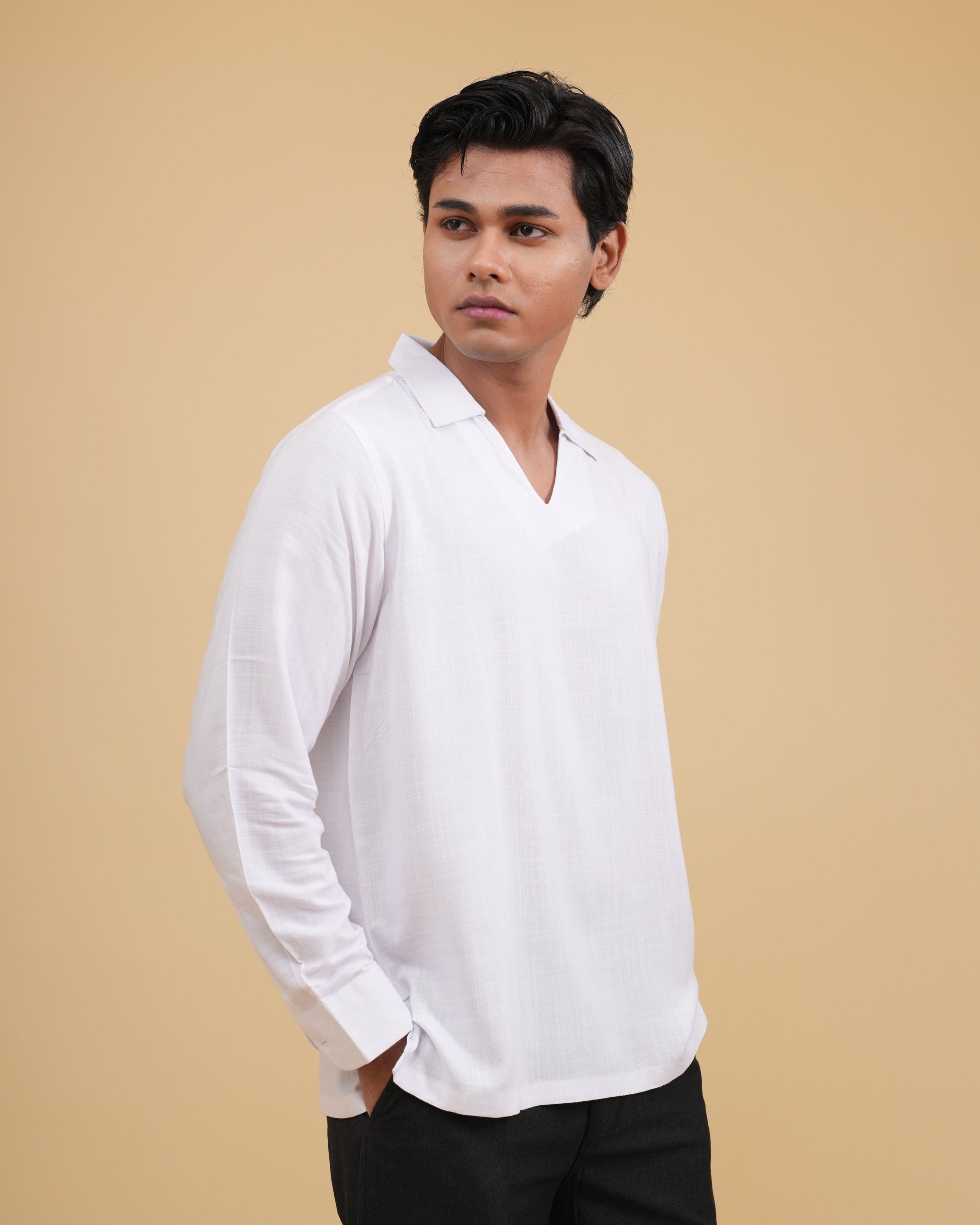 Resort Linen Henley - White
