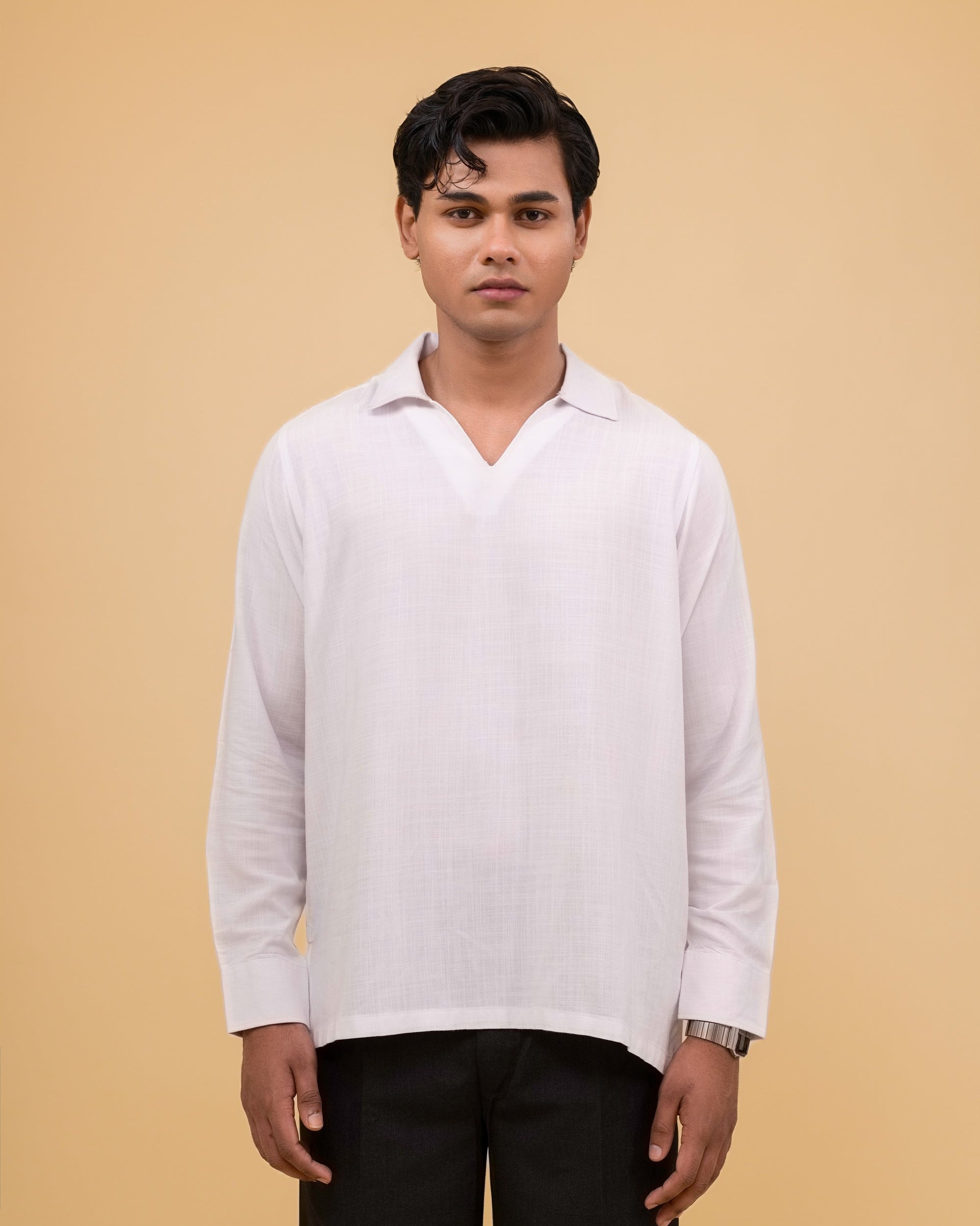 Resort Linen Henley - White