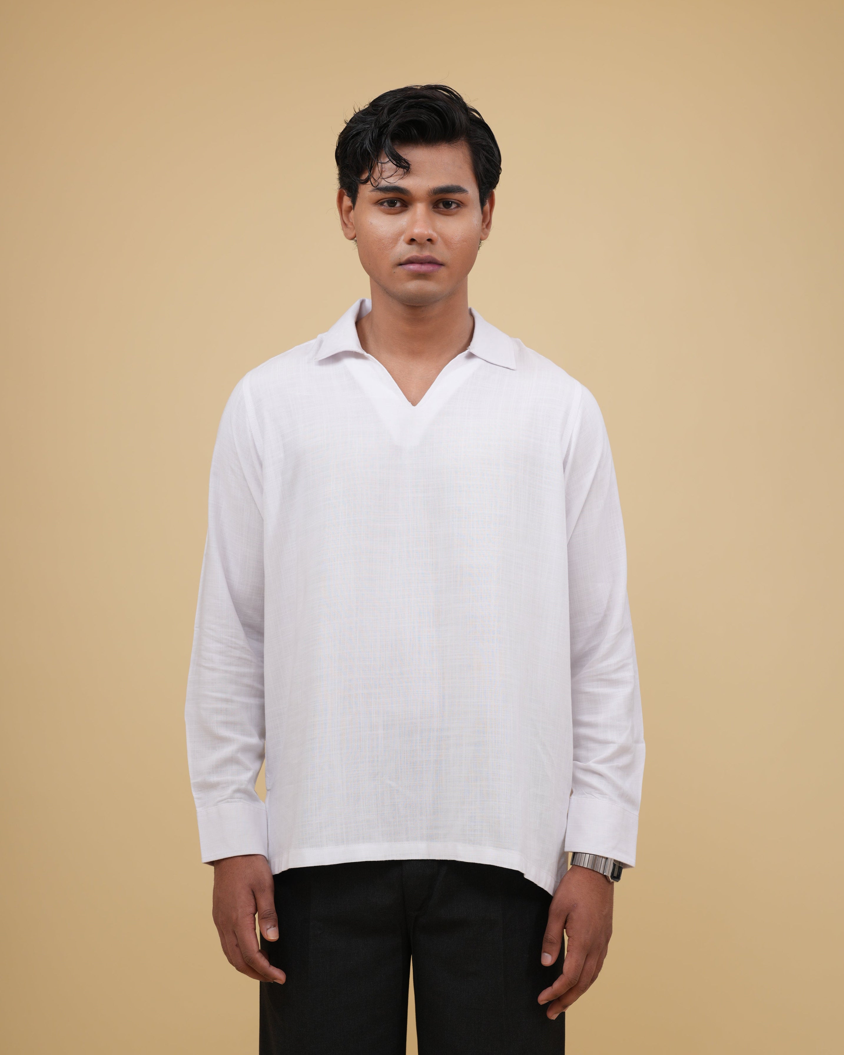 Resort Linen Henley - White