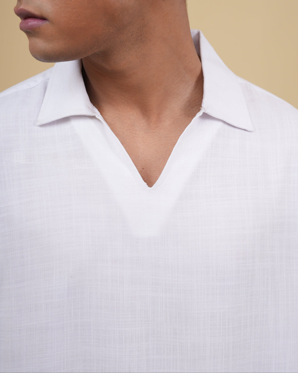 Resort Linen Henley - White