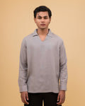 Resort Linen Henley - Ash Grey