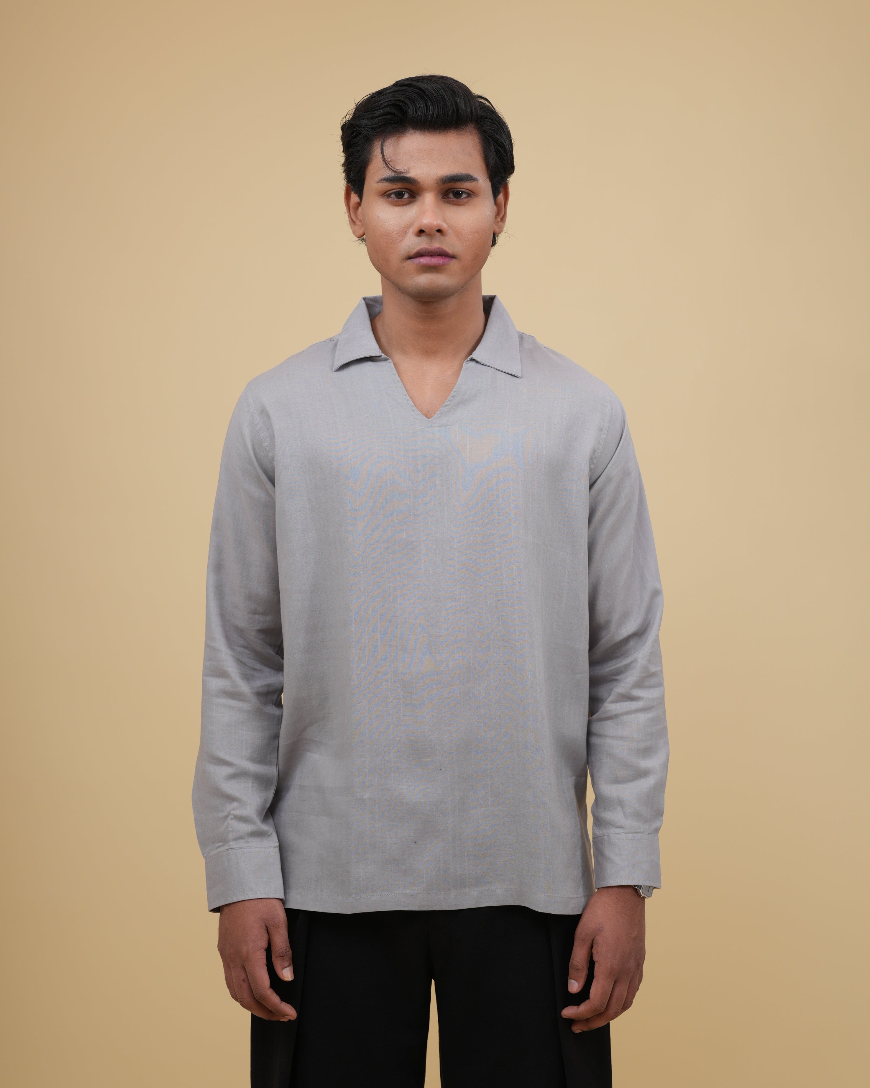 Resort Linen Henley - Ash Grey