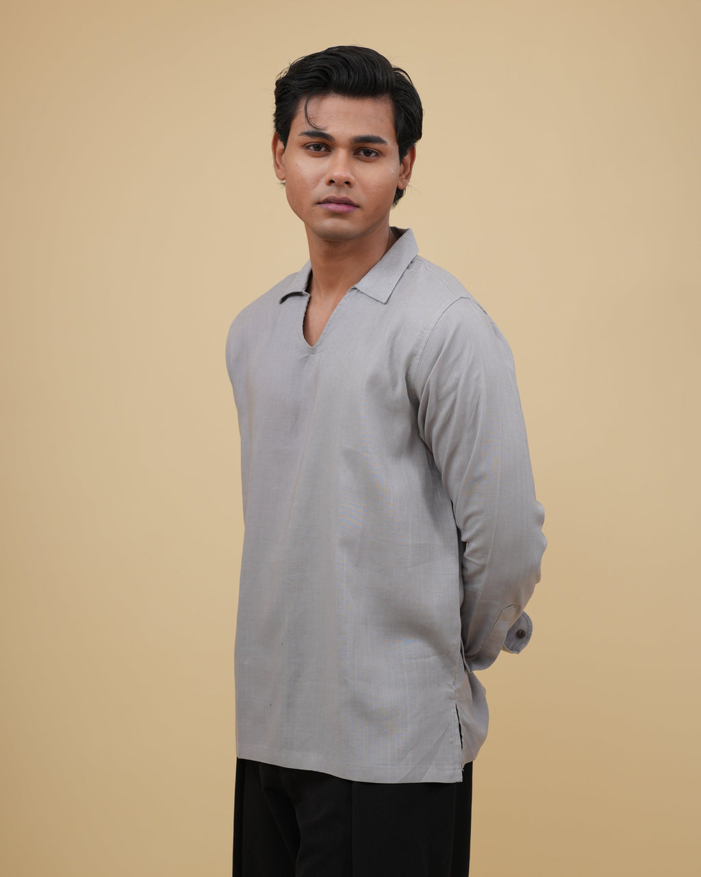 Resort Linen Henley - Ash Grey