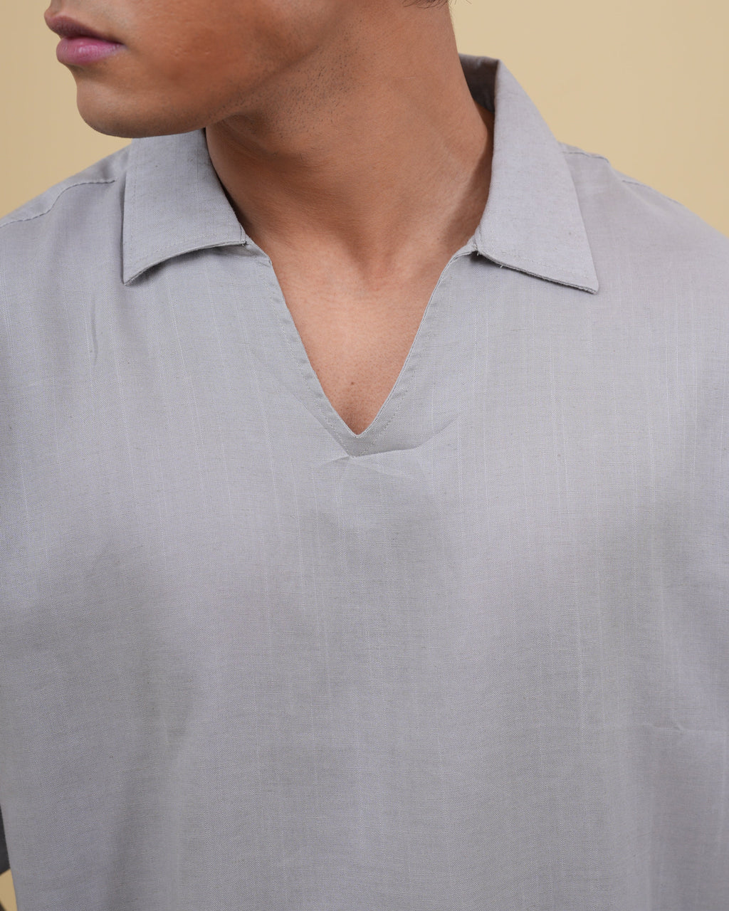 Resort Linen Henley - Ash Grey