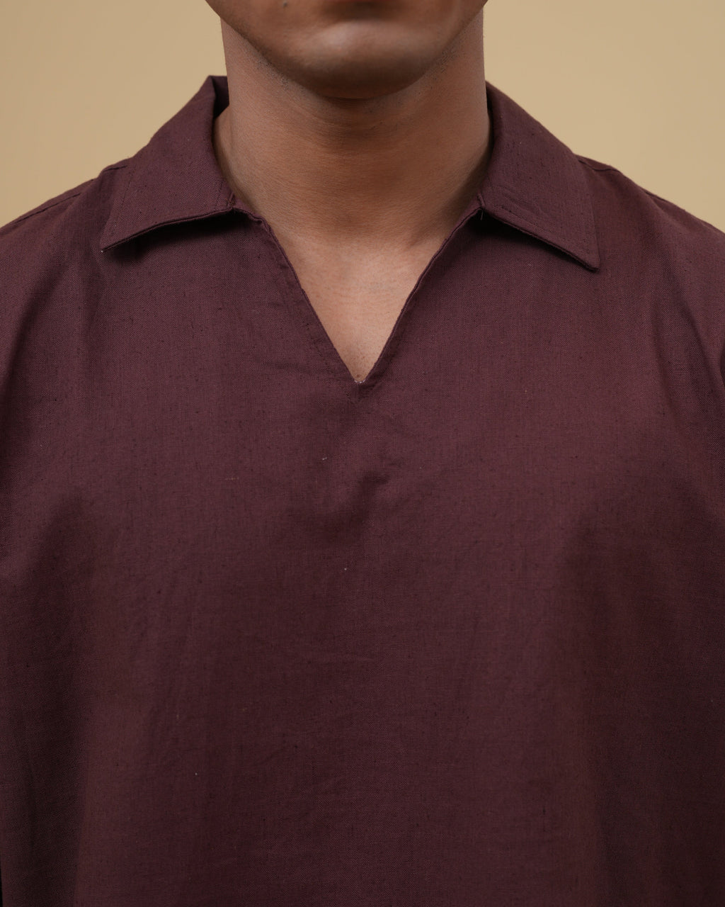 Resort Linen Henley - Mocha Brown