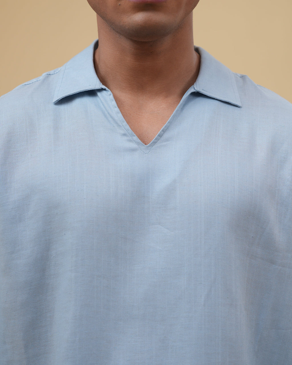 Resort Linen Henley - Sky Blue