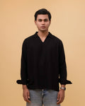 Resort Linen Henley - Black