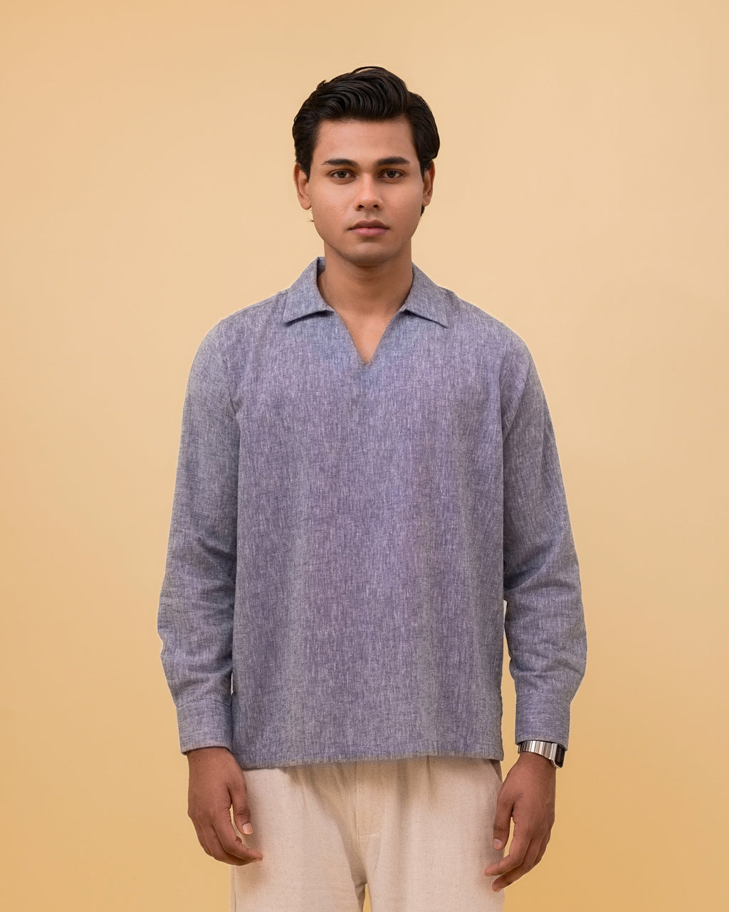 Resort Linen Henley - Washed Denim