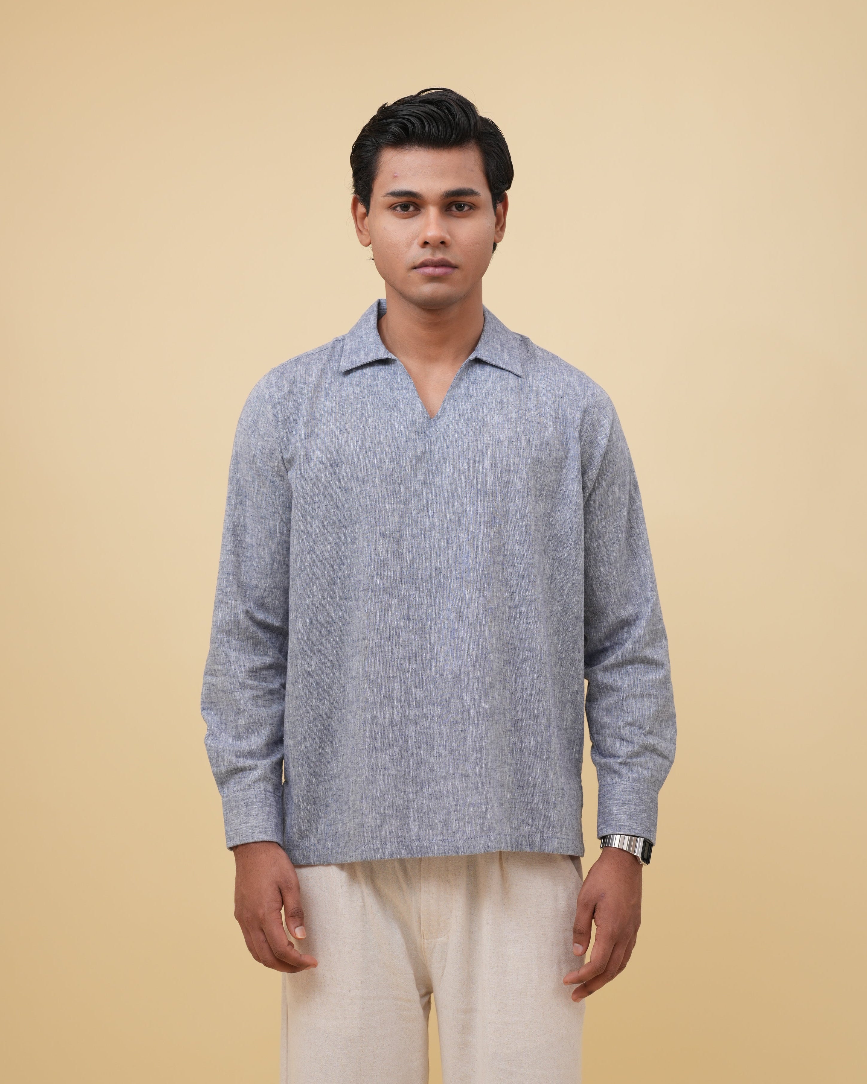 Resort Linen Henley - Washed Denim