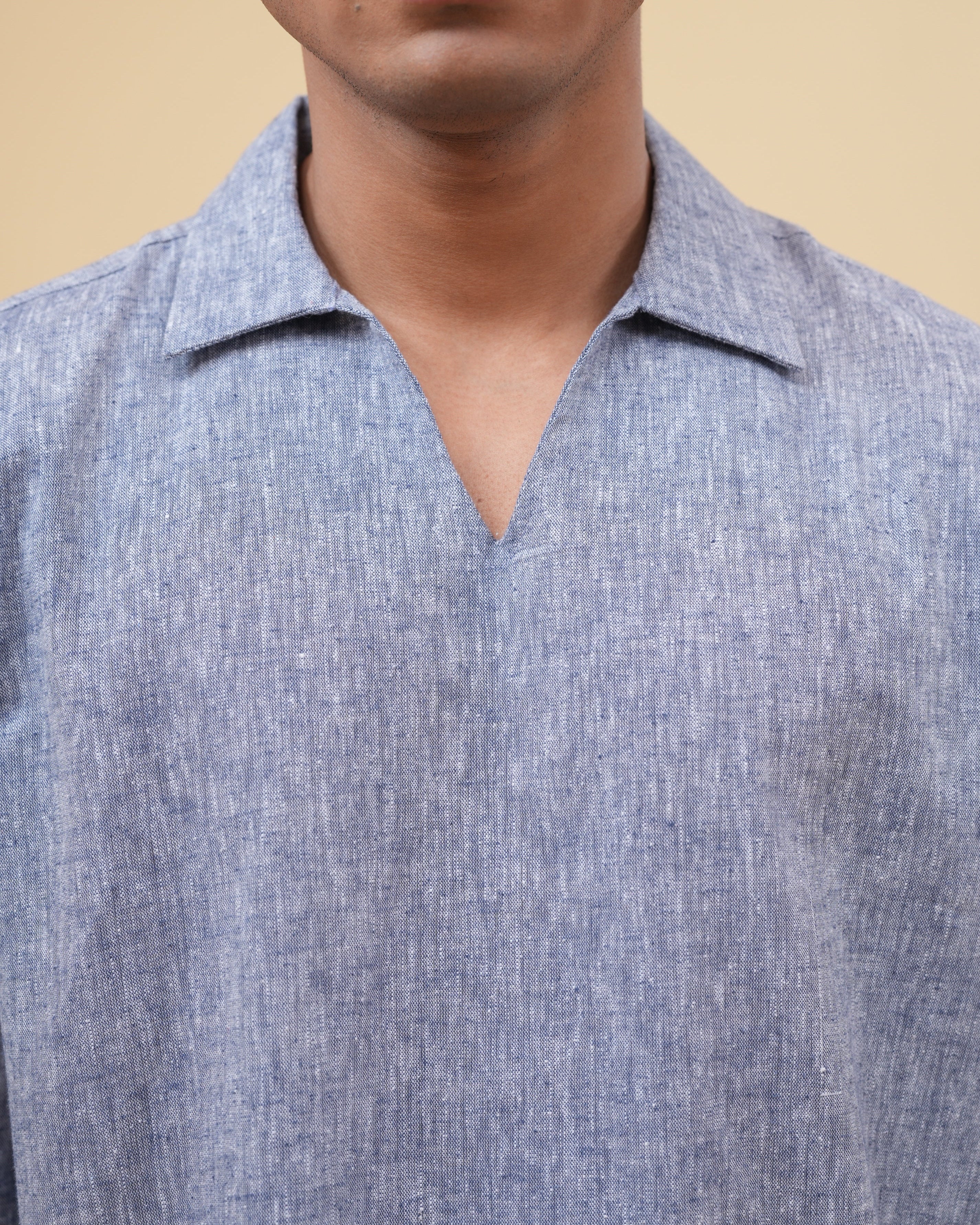 Resort Linen Henley - Washed Denim