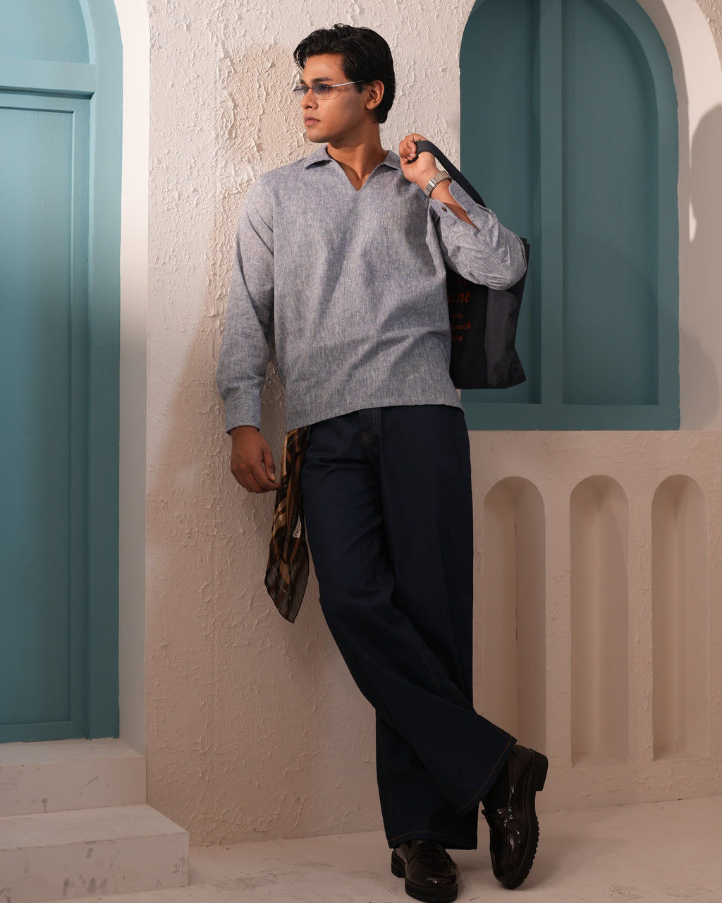 Resort Linen Henley - Washed Denim