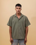 Waffle Cuban Shirt - Dusty Olive