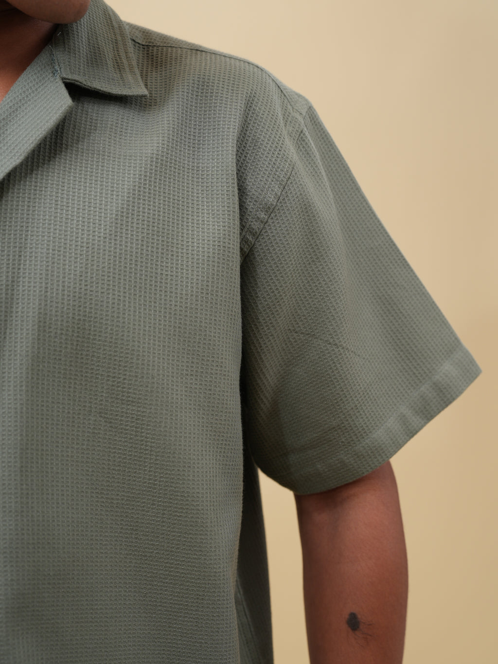 Waffle Cuban Shirt - Dusty Olive
