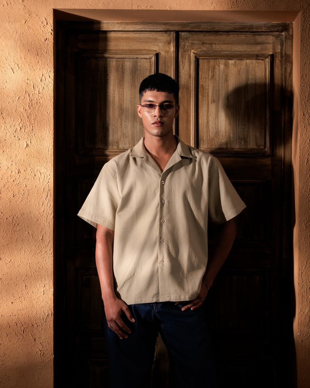 Waffle Cuban Shirt - Sand Beige