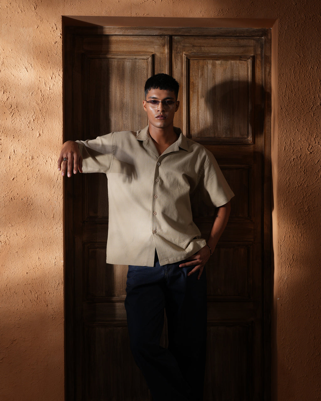Waffle Cuban Shirt - Sand Beige