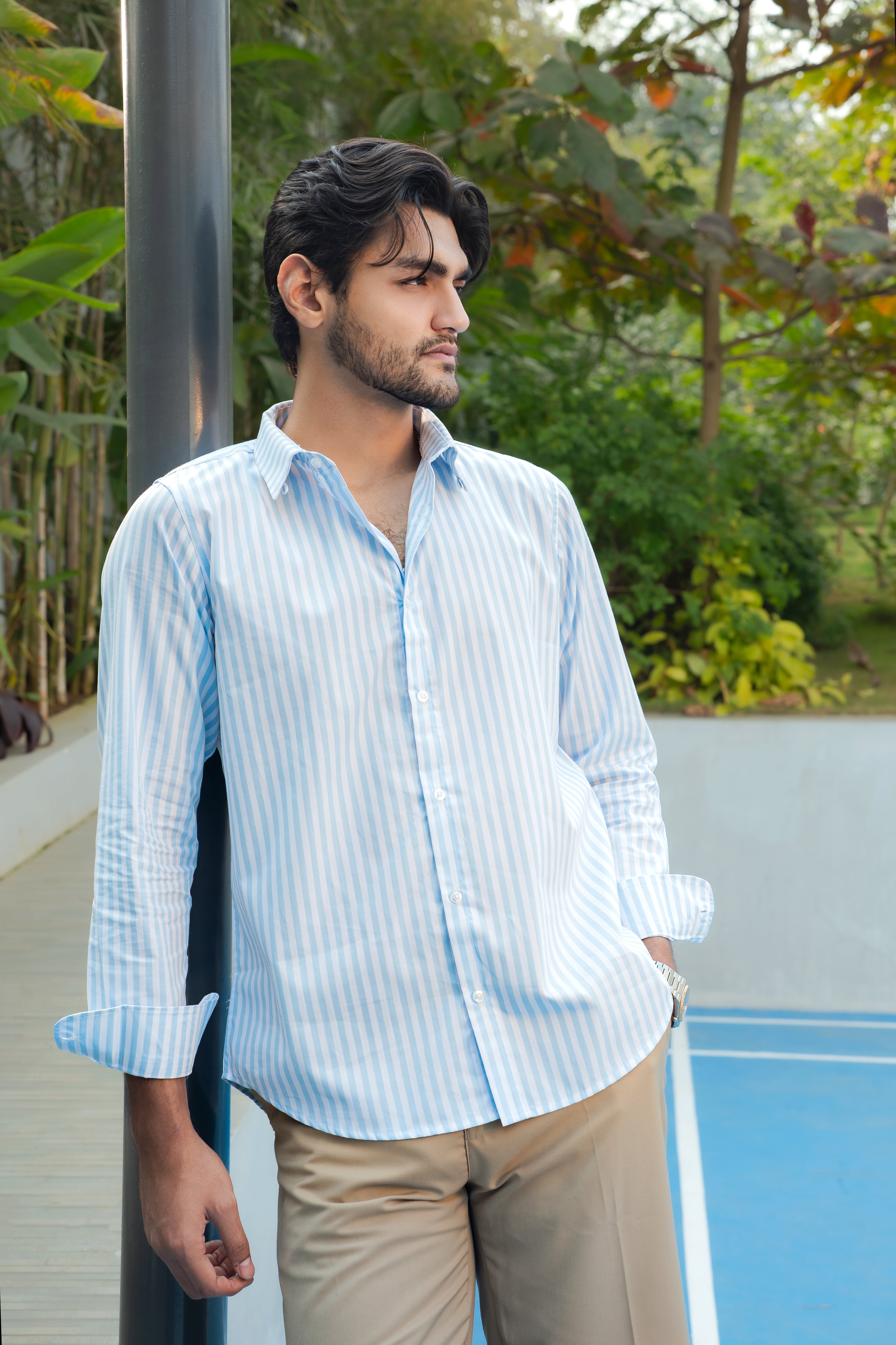 Riviera Stripe Shirt - Light Blue
