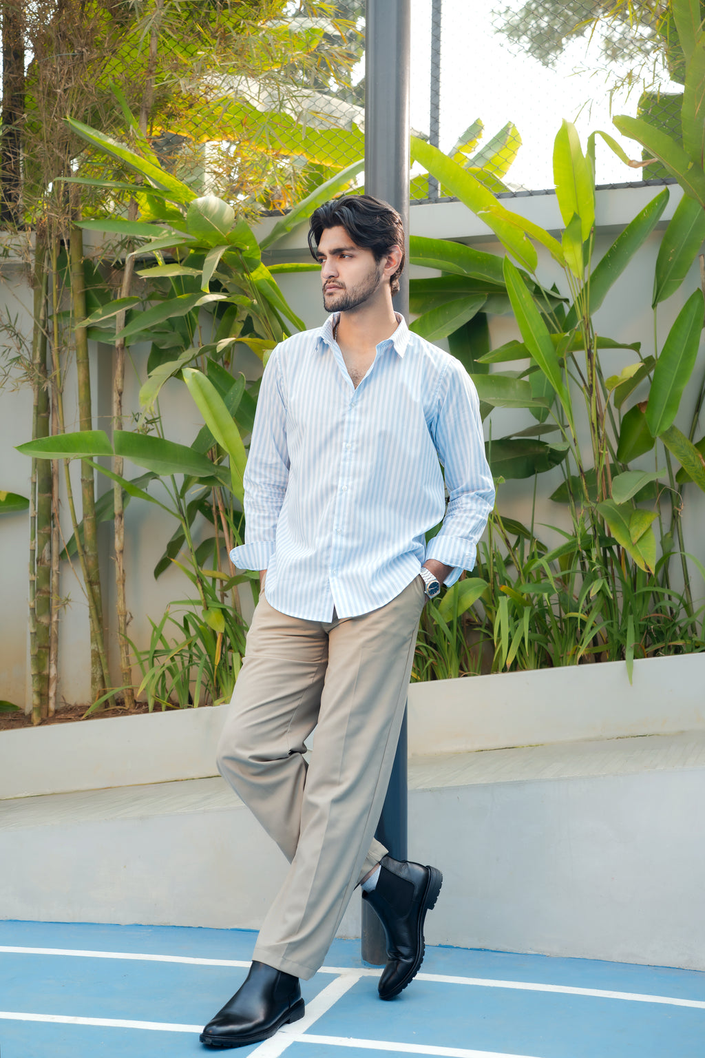 Riviera Stripe Shirt - Light Blue