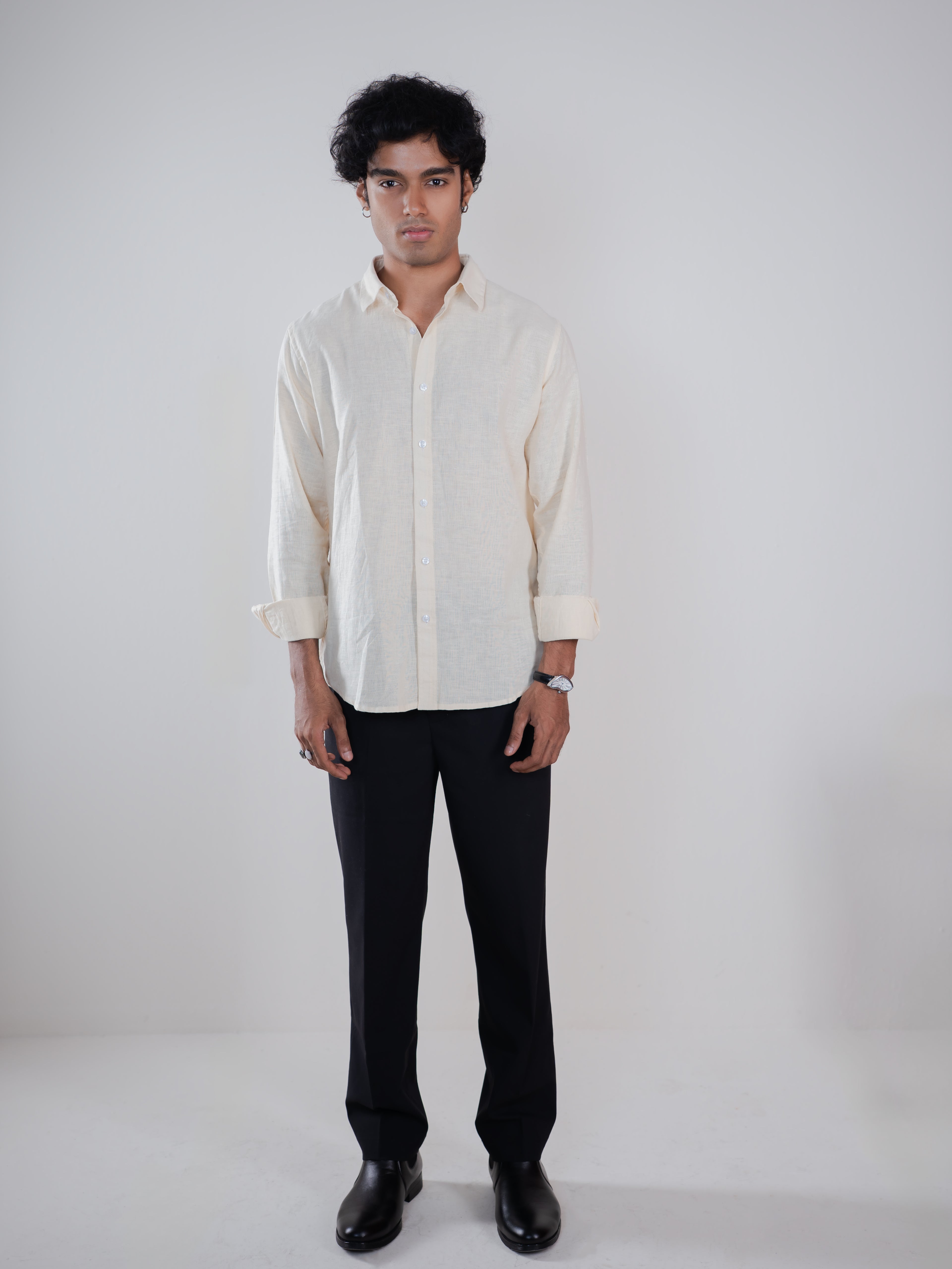 Linen Shirts For Men - Pastel Yellow