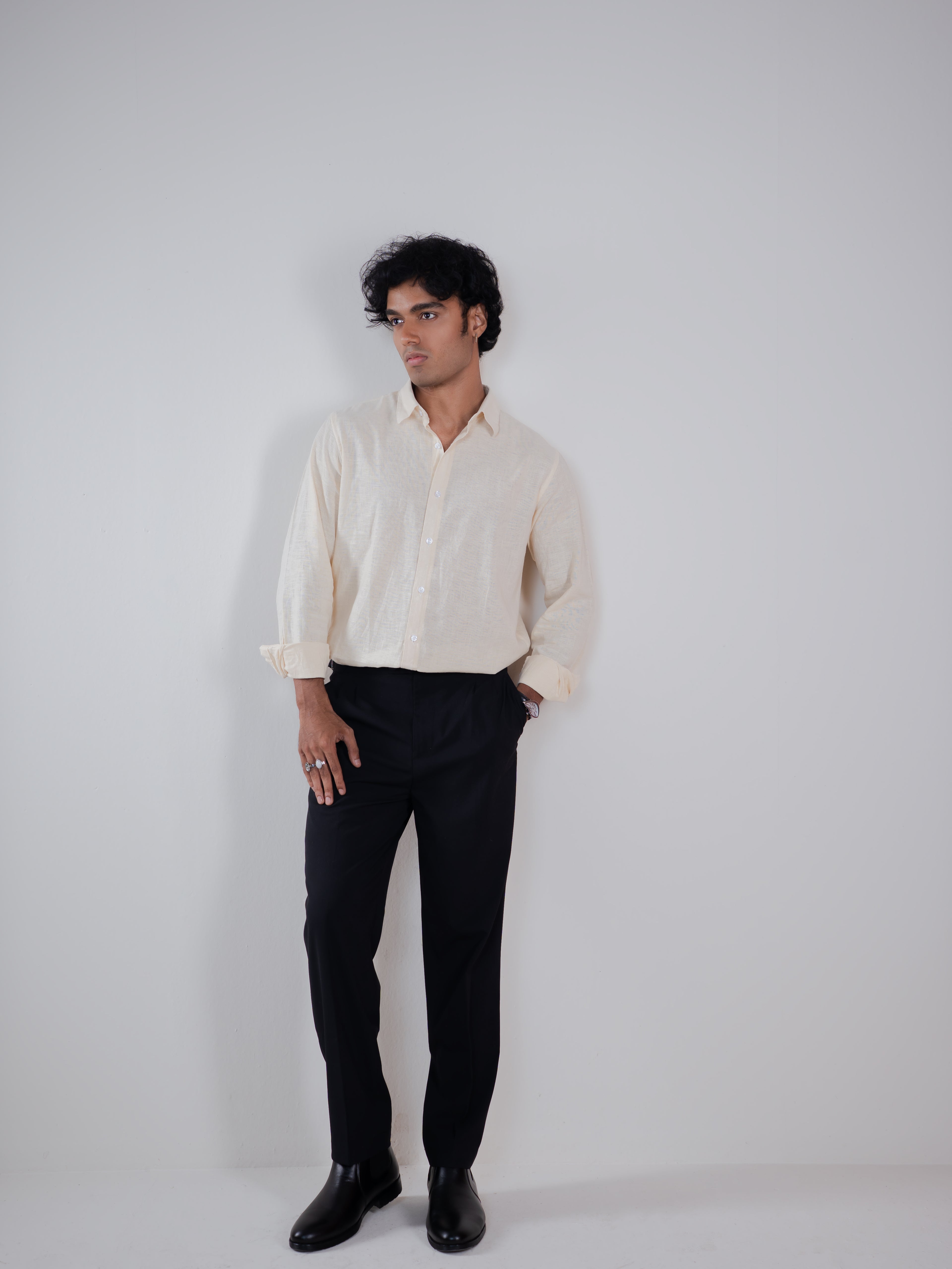 Linen Shirts For Men - Pastel Yellow