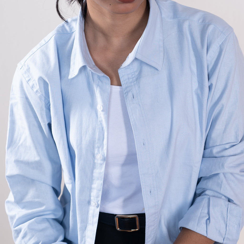 Linen Shirts For Men - Sky blue