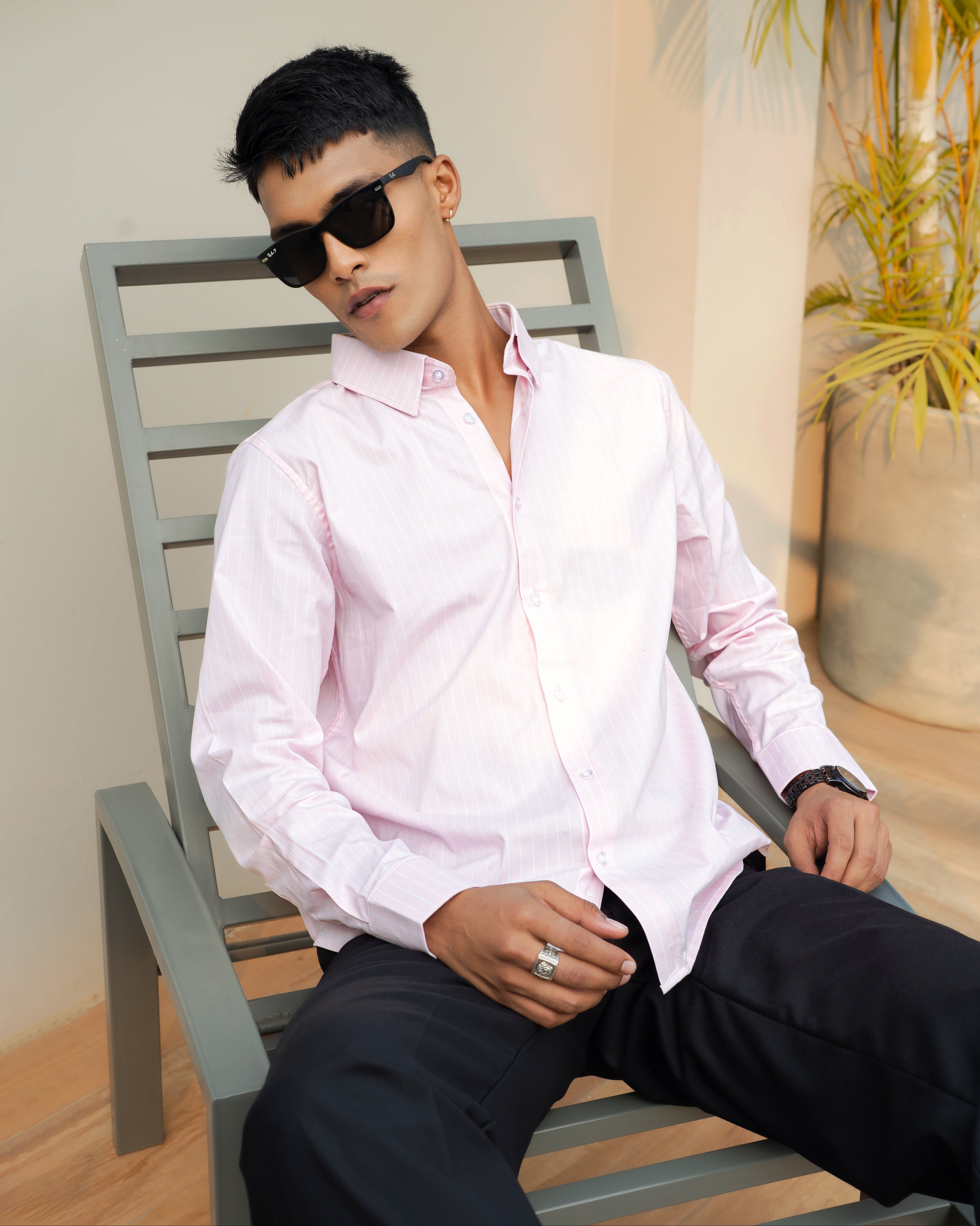 Riviera Stripe Shirt - Dusty Pink