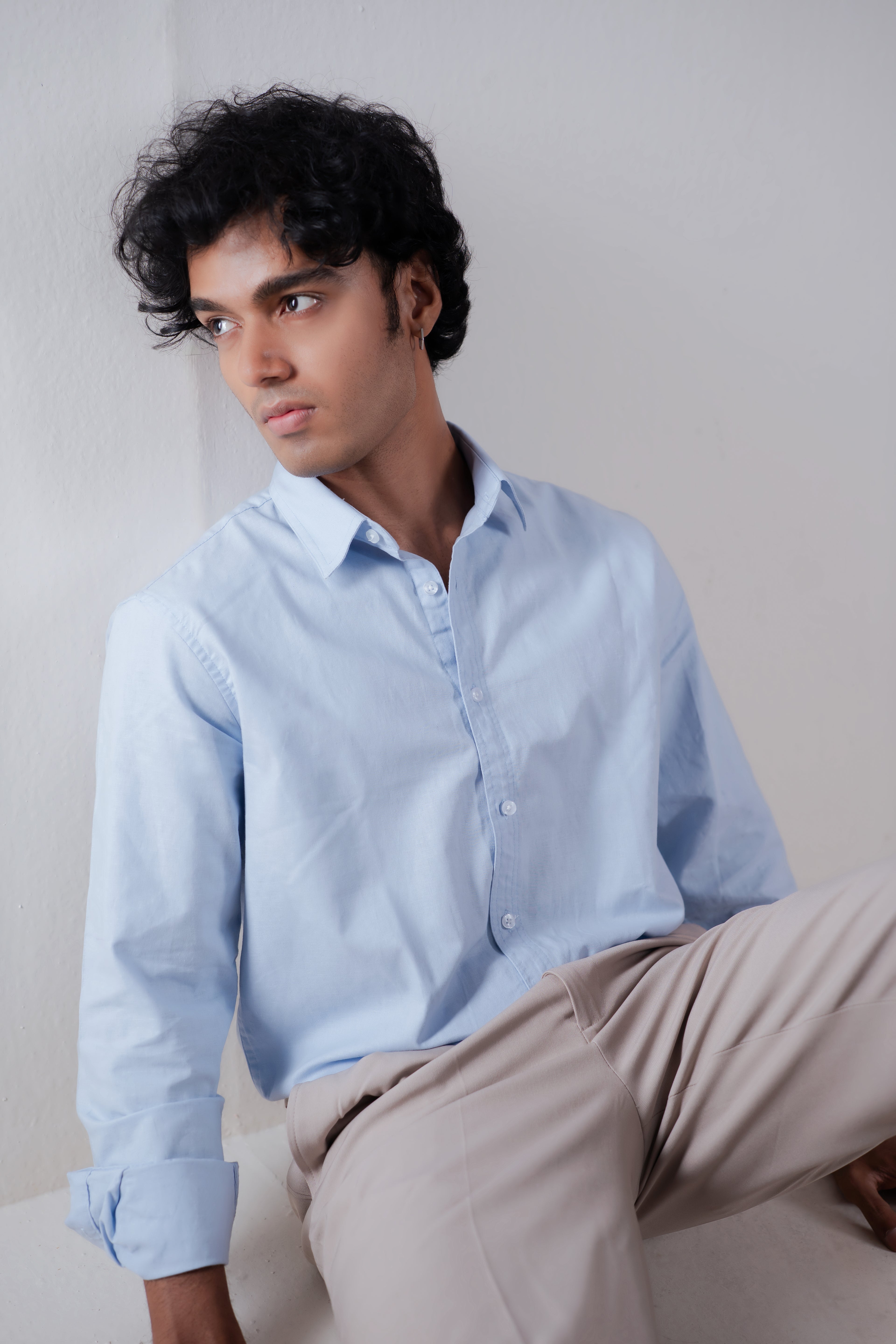 Linen Shirts For Men - Sky blue