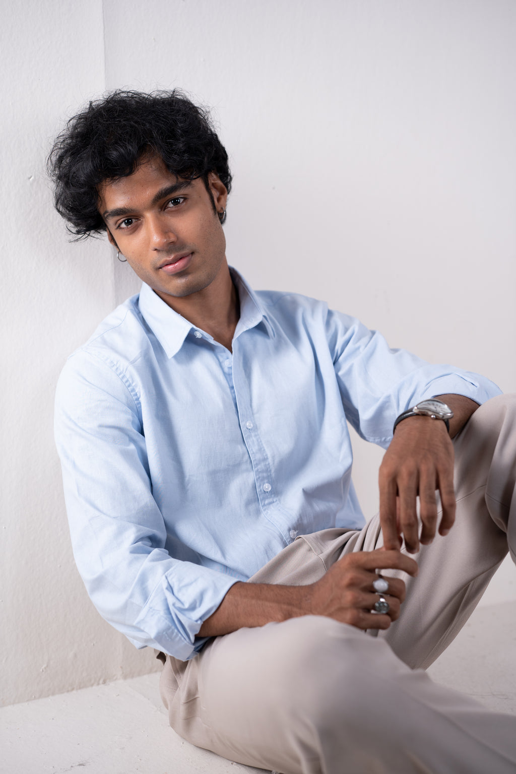 Linen Shirts For Men - Sky blue