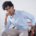 Linen Shirts For Men - Sky blue