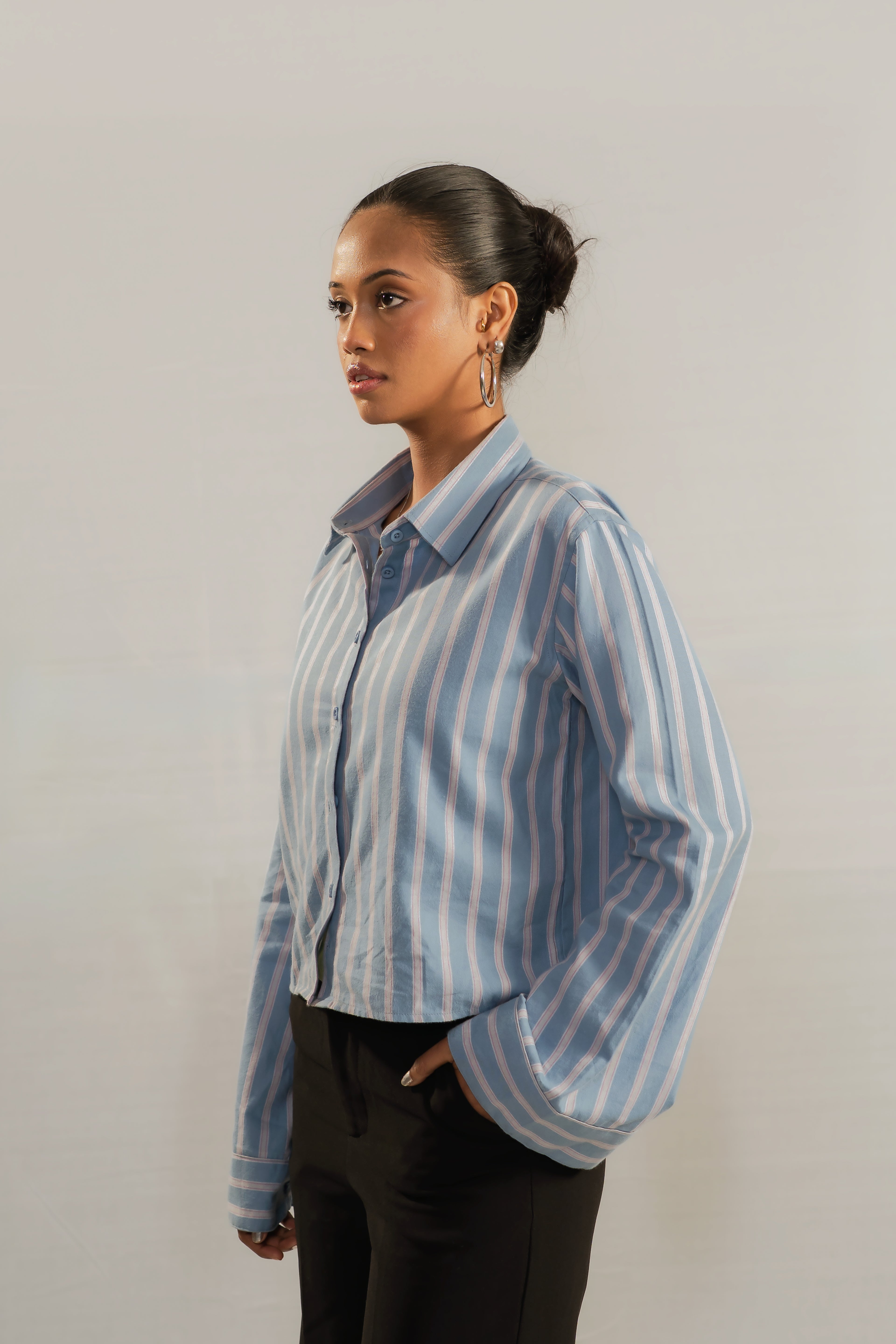 Everyday Stripe Shirt - Powder Blue