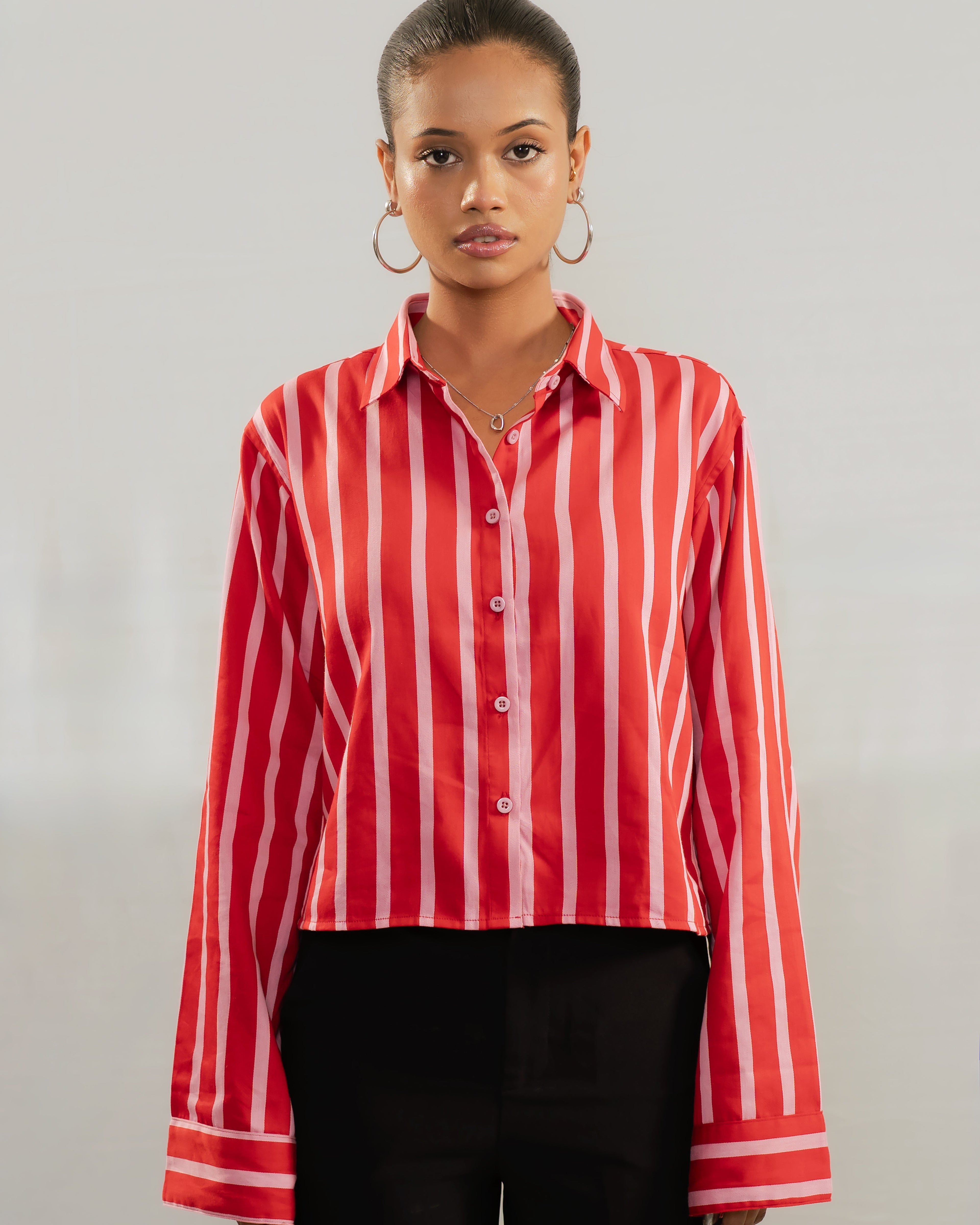 Everyday Stripe Shirt - Vermillion Red