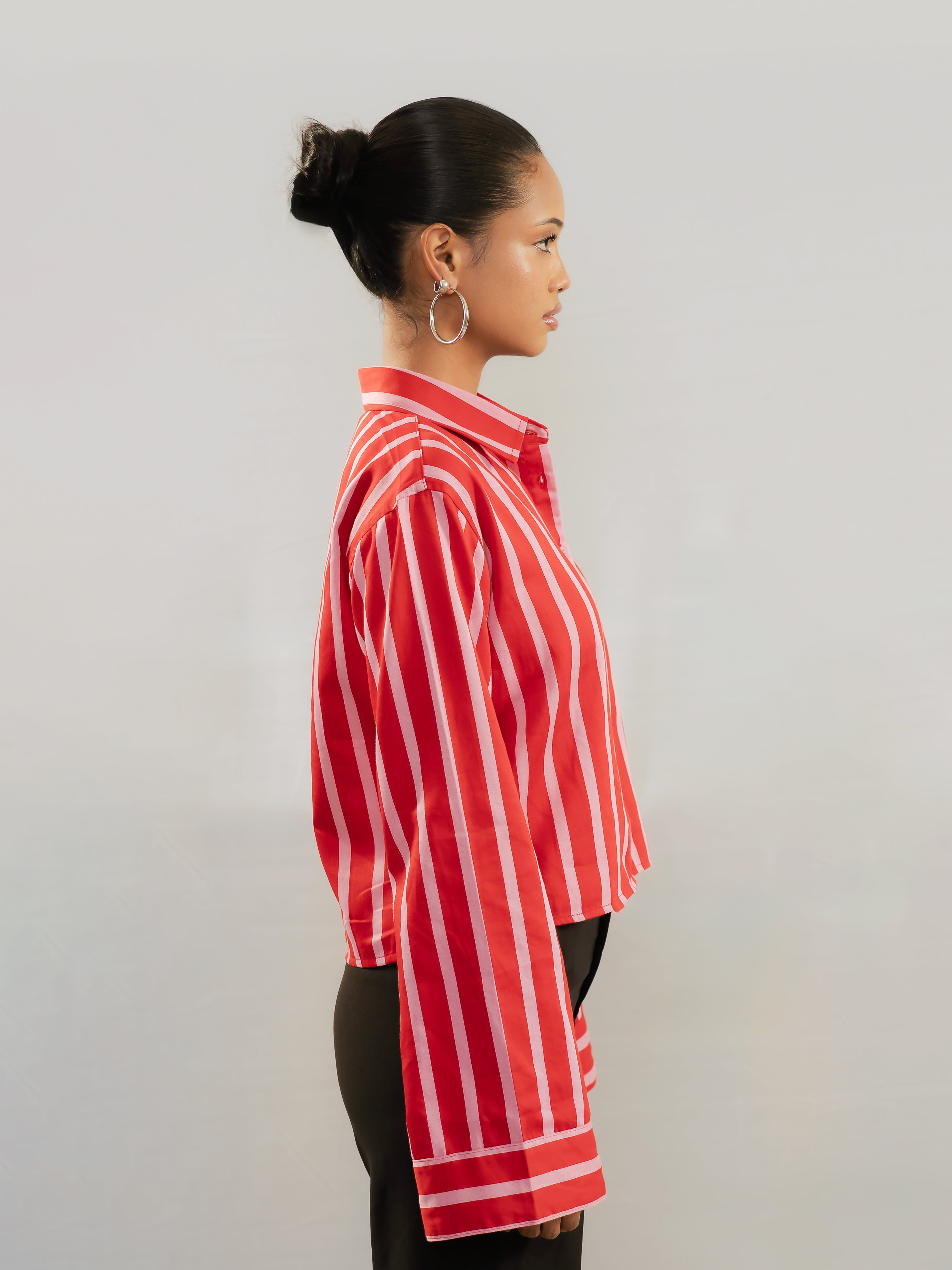 Everyday Stripe Shirt - Vermillion Red