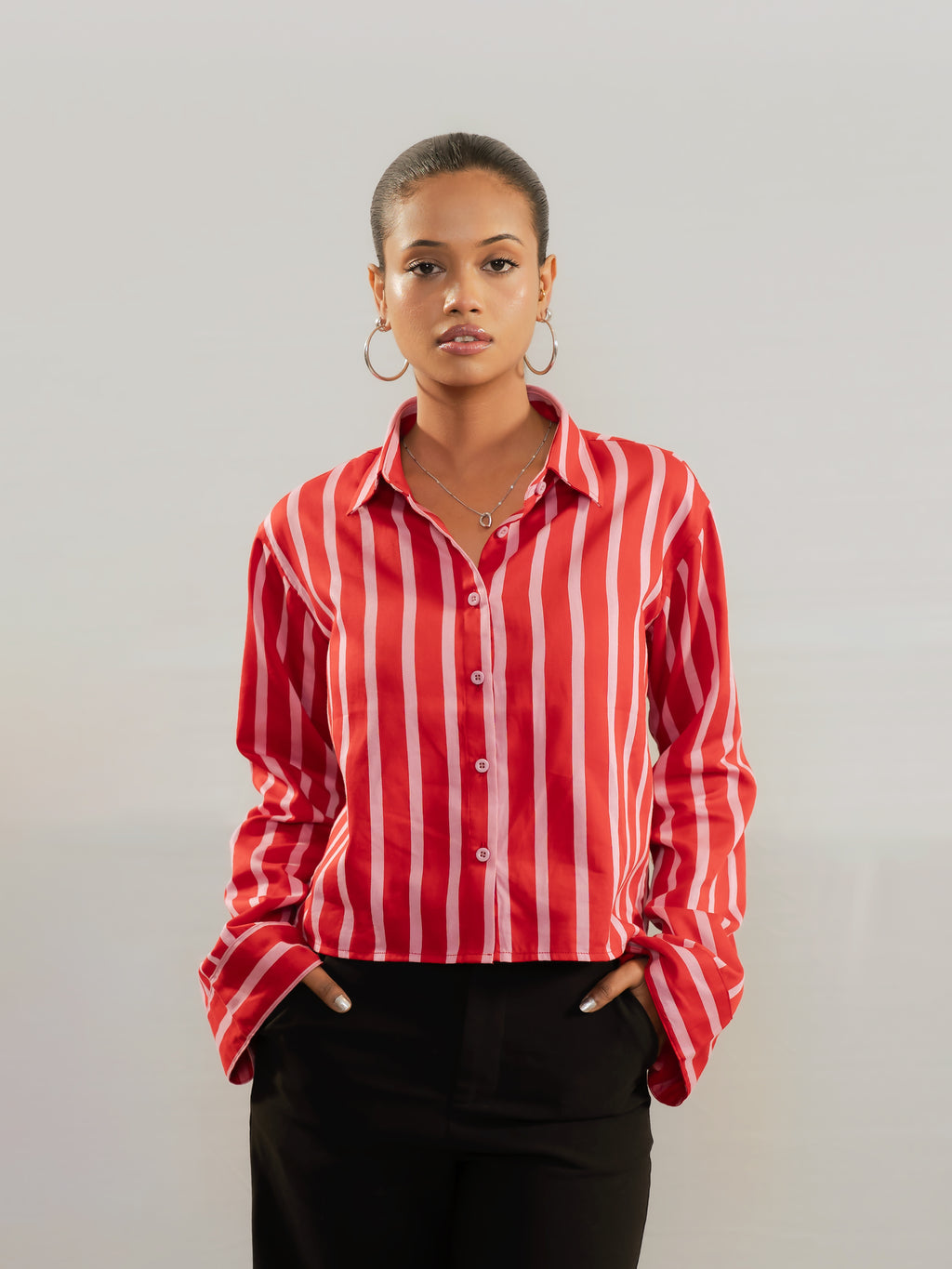 Everyday Stripe Shirt - Vermillion Red