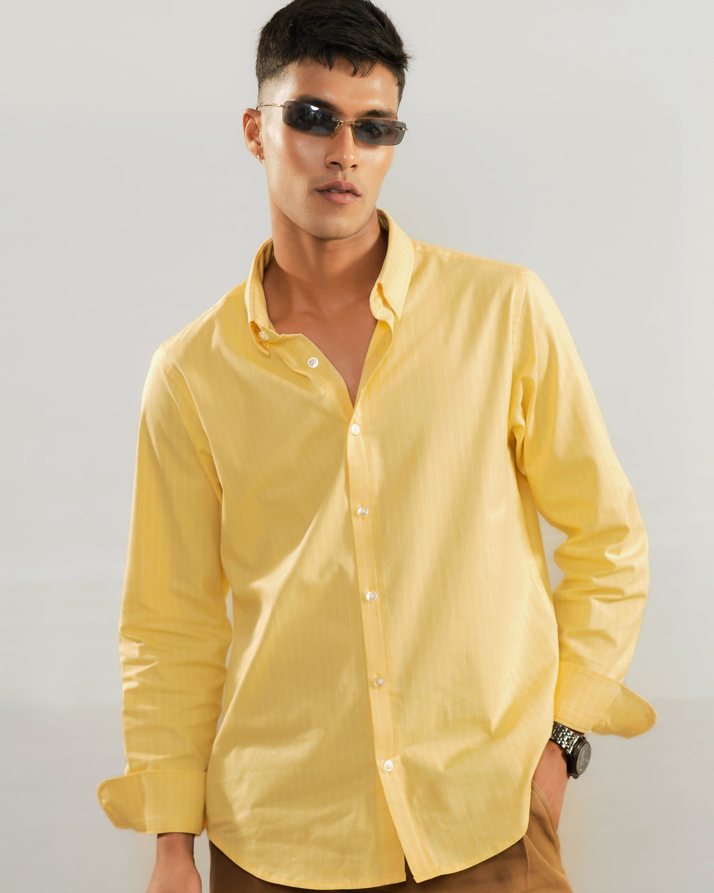 Riviera Stripe Shirt - Butter Yellow