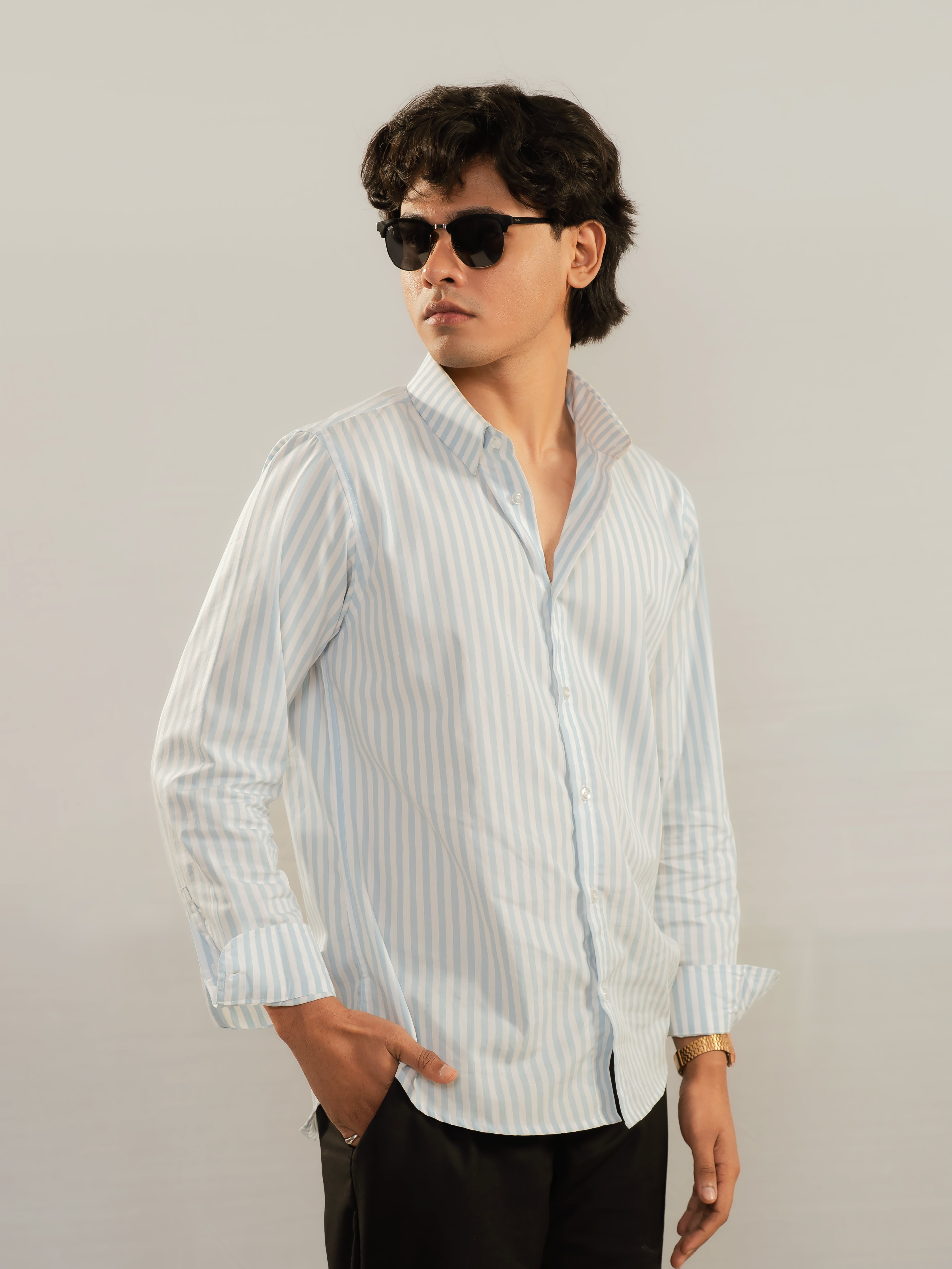 Riviera Stripe Shirt - Light Blue