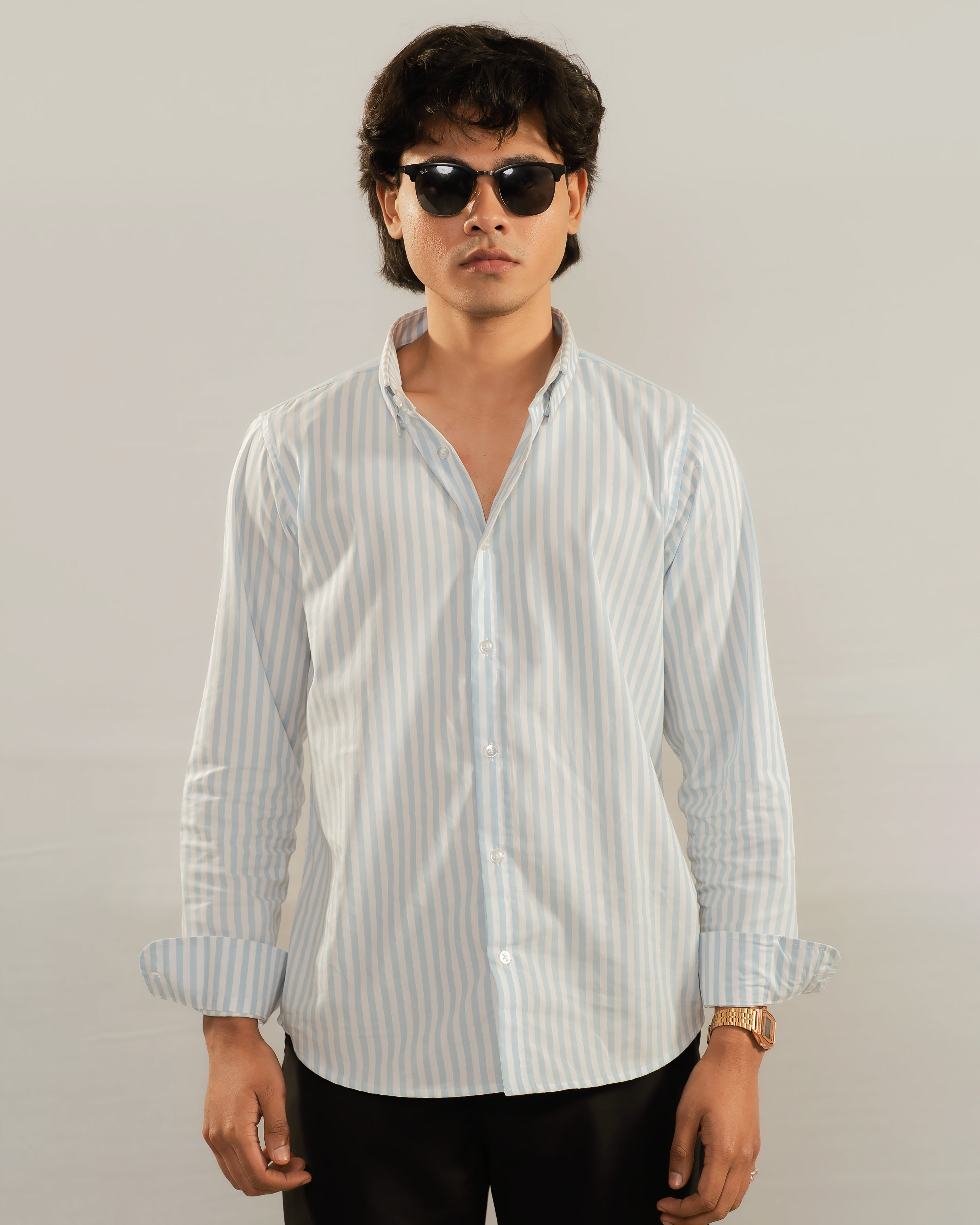 Riviera Stripe Shirt - Light Blue