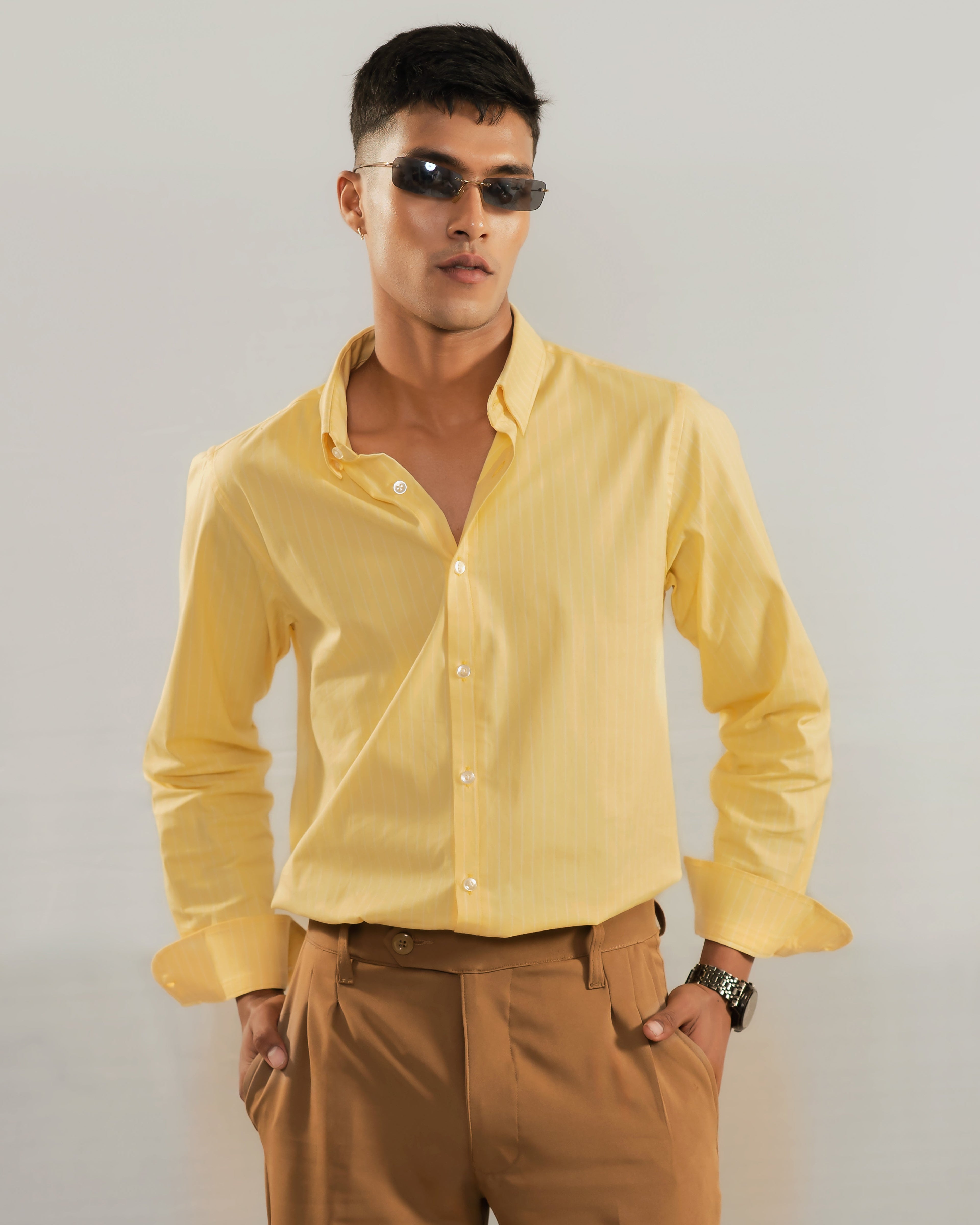 Riviera Stripe Shirt - Butter Yellow
