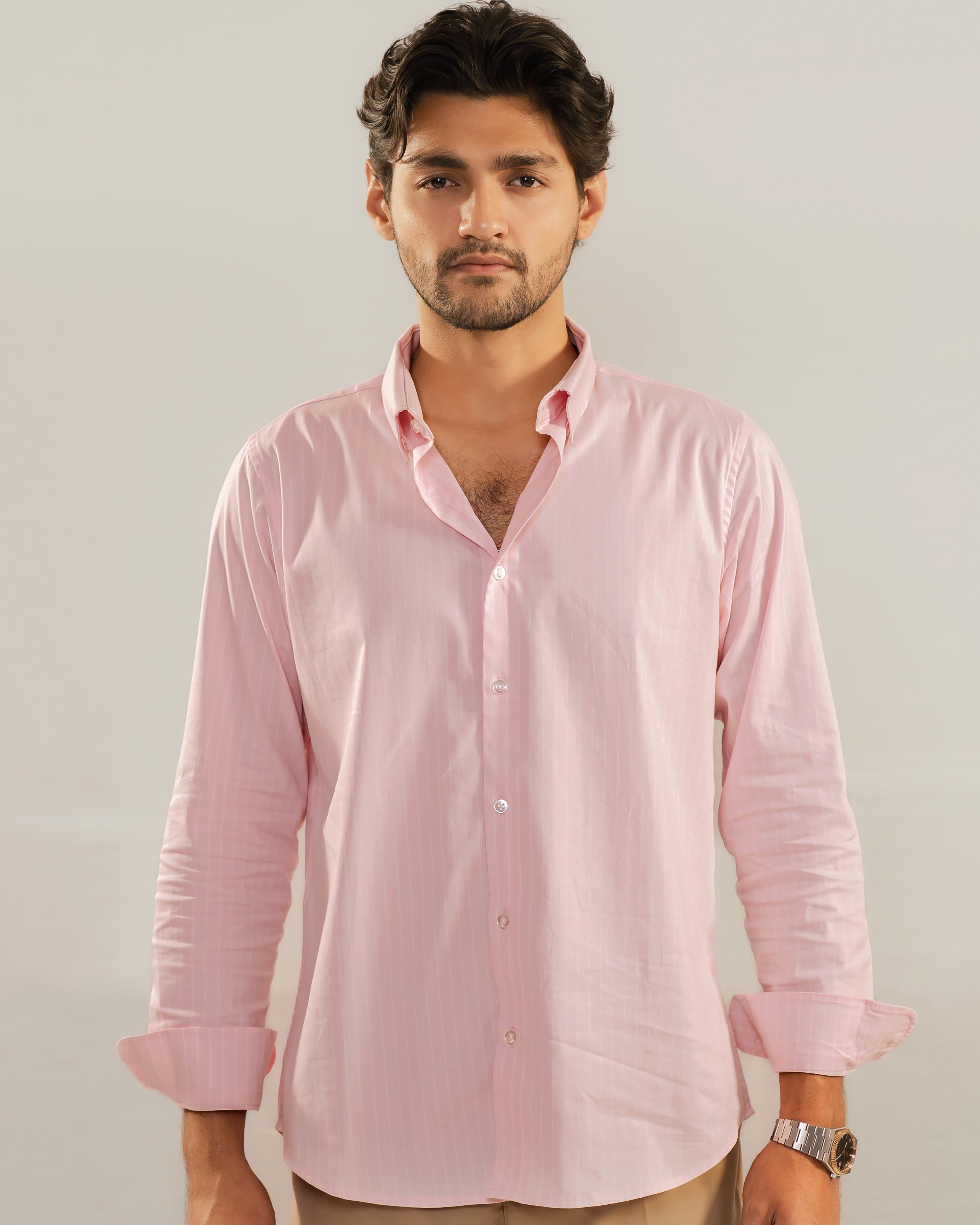 Riviera Stripe Shirt - Dusty Pink