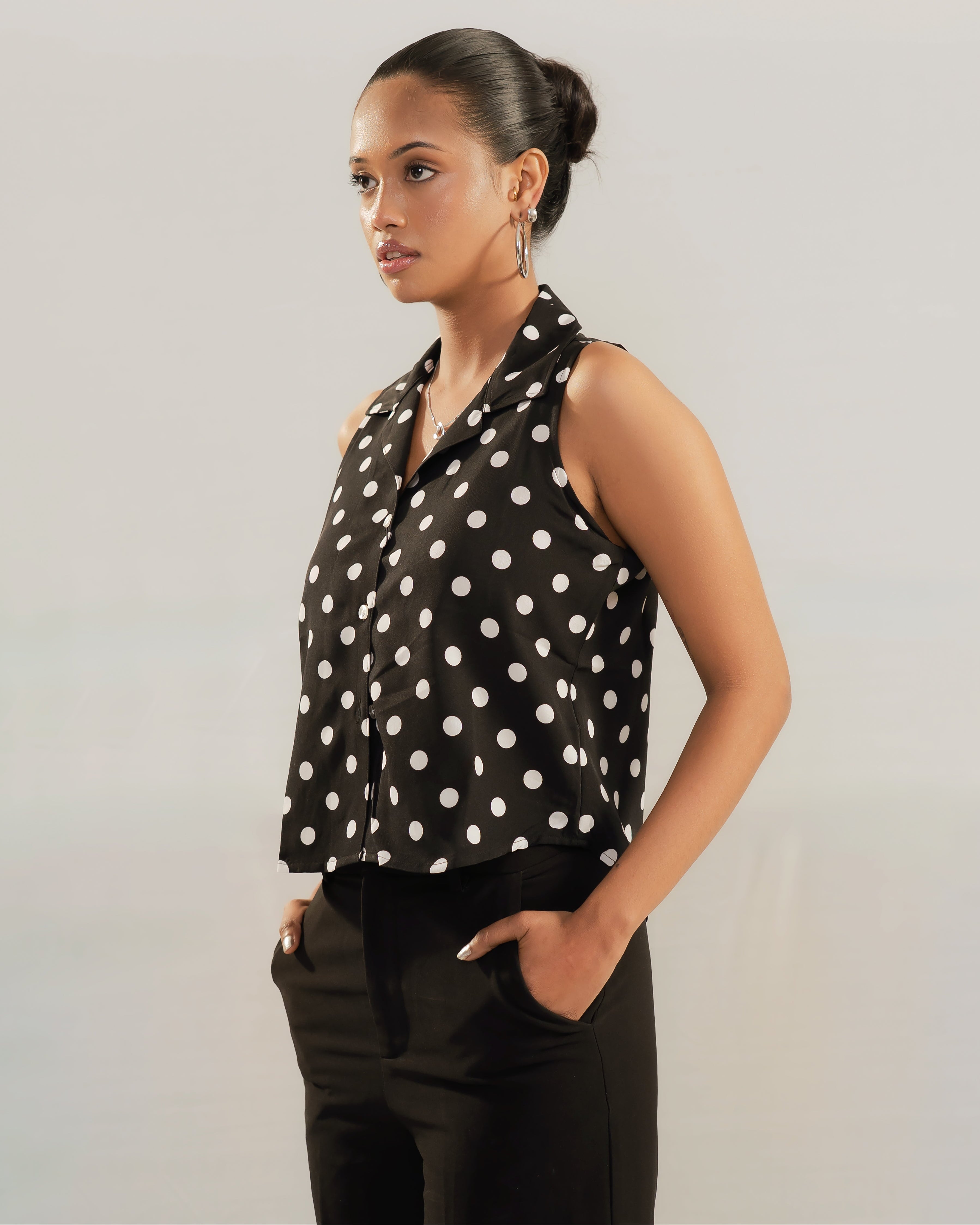 Lucia Polka Shirt - Black