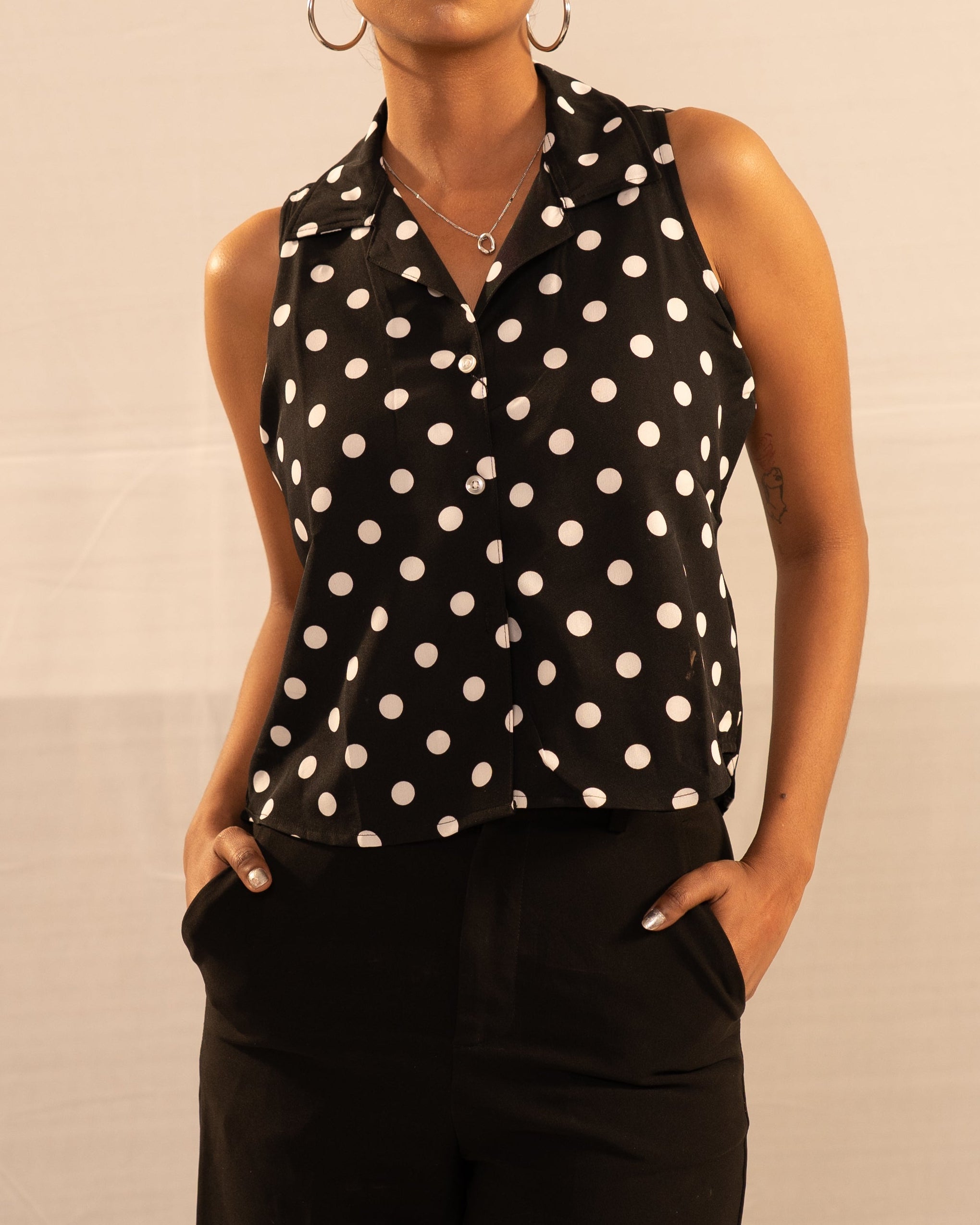 Lucia Polka Shirt - Black
