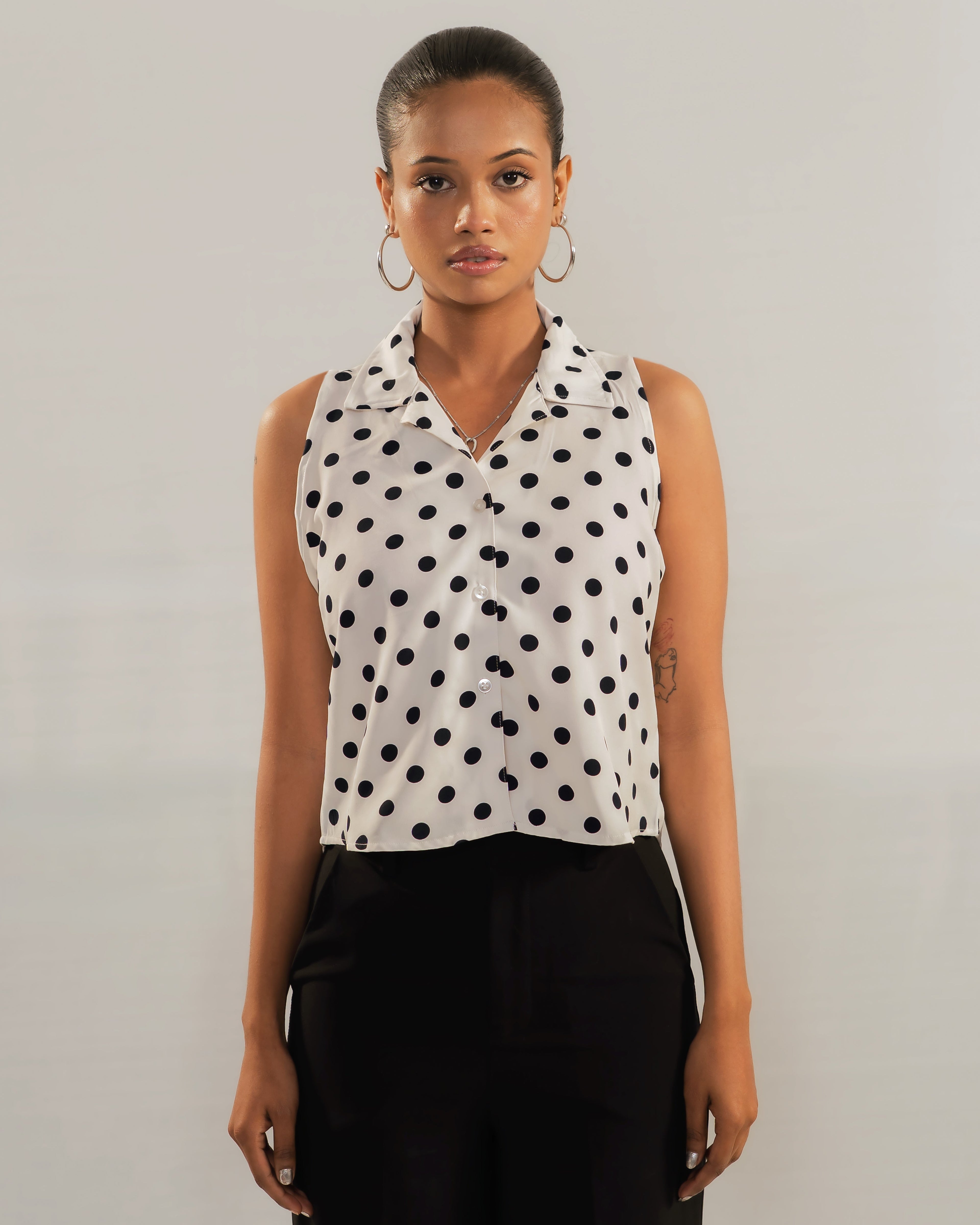 Lucia Polka Shirt - White
