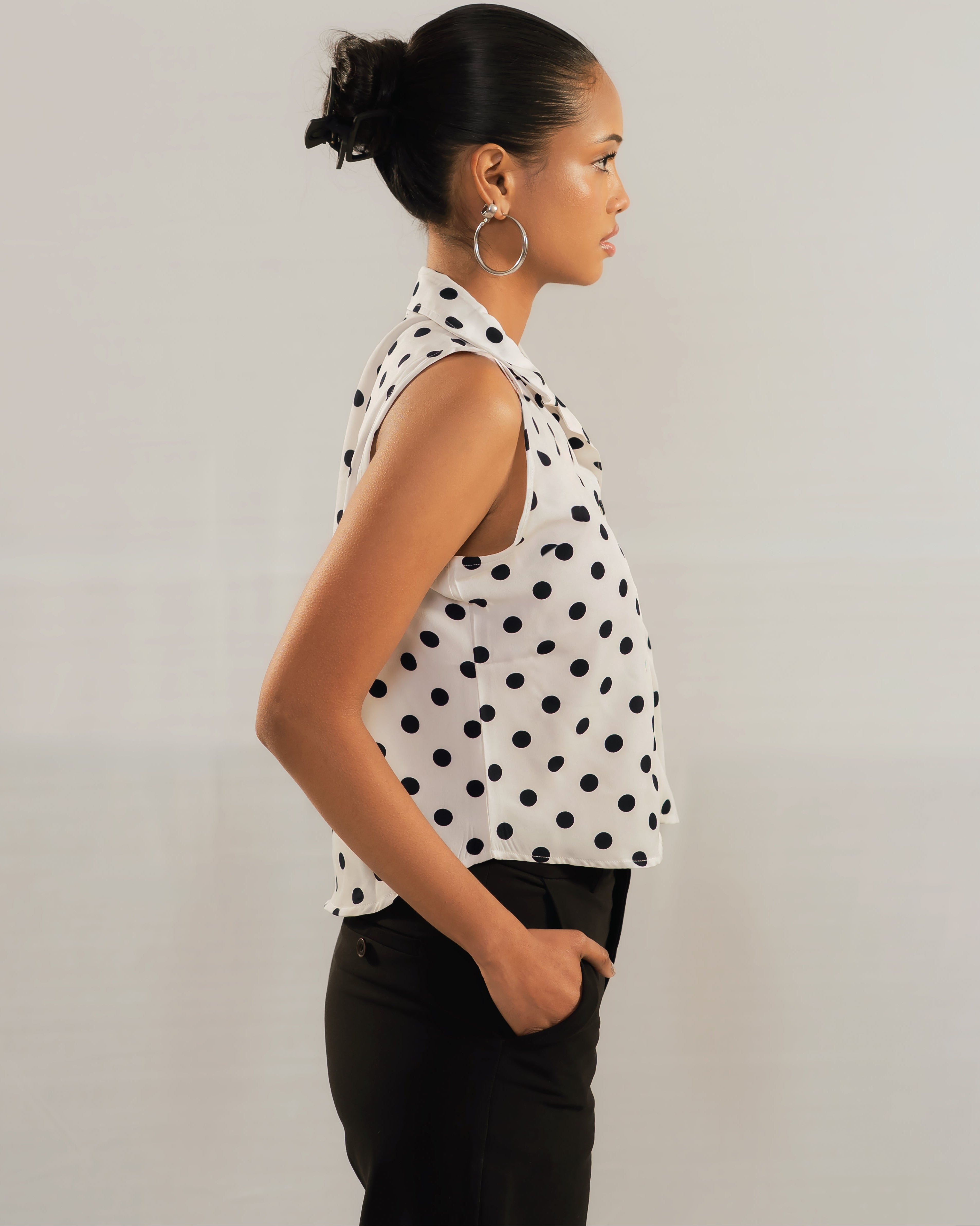 Lucia Polka Shirt - White