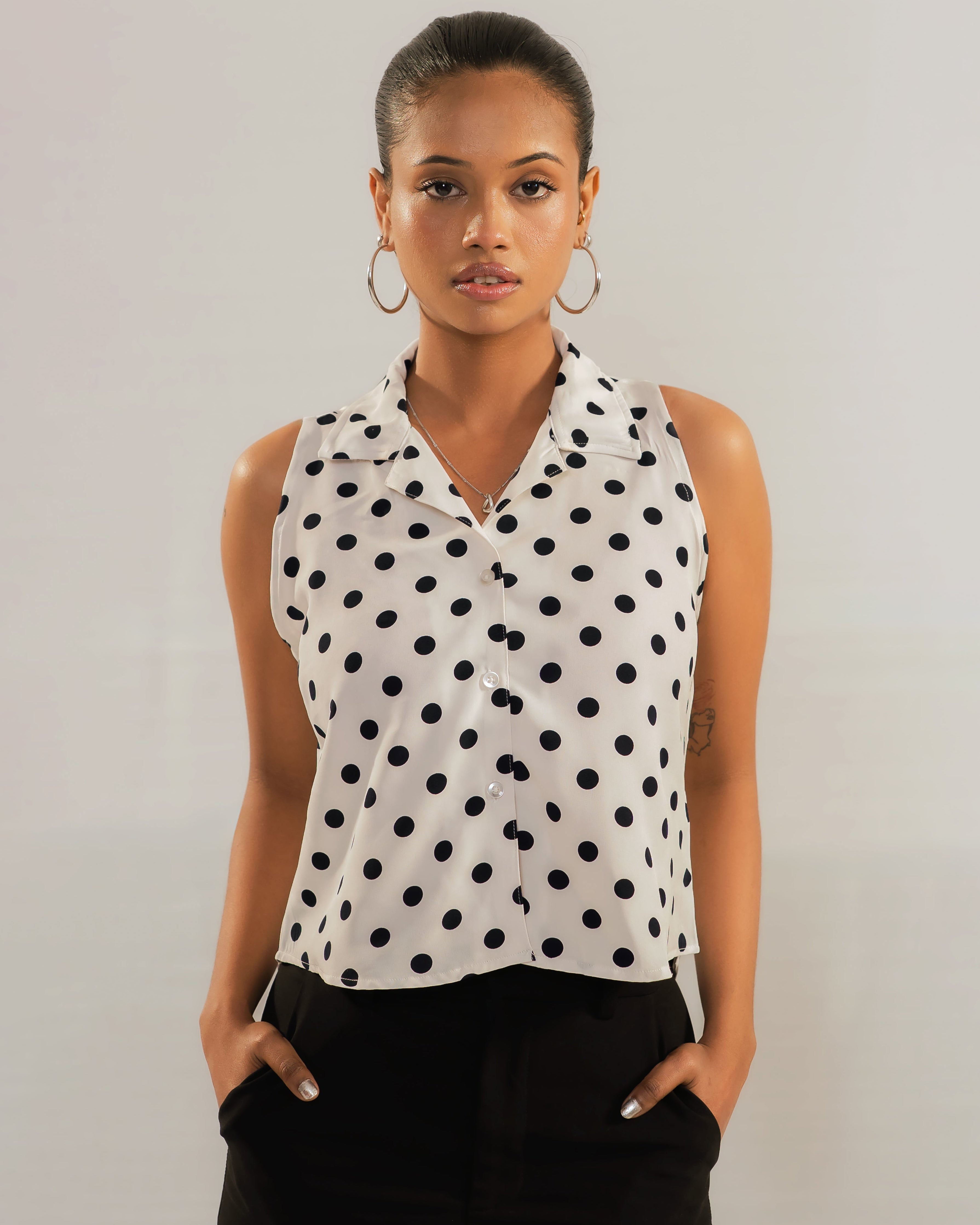 Lucia Polka Shirt - White