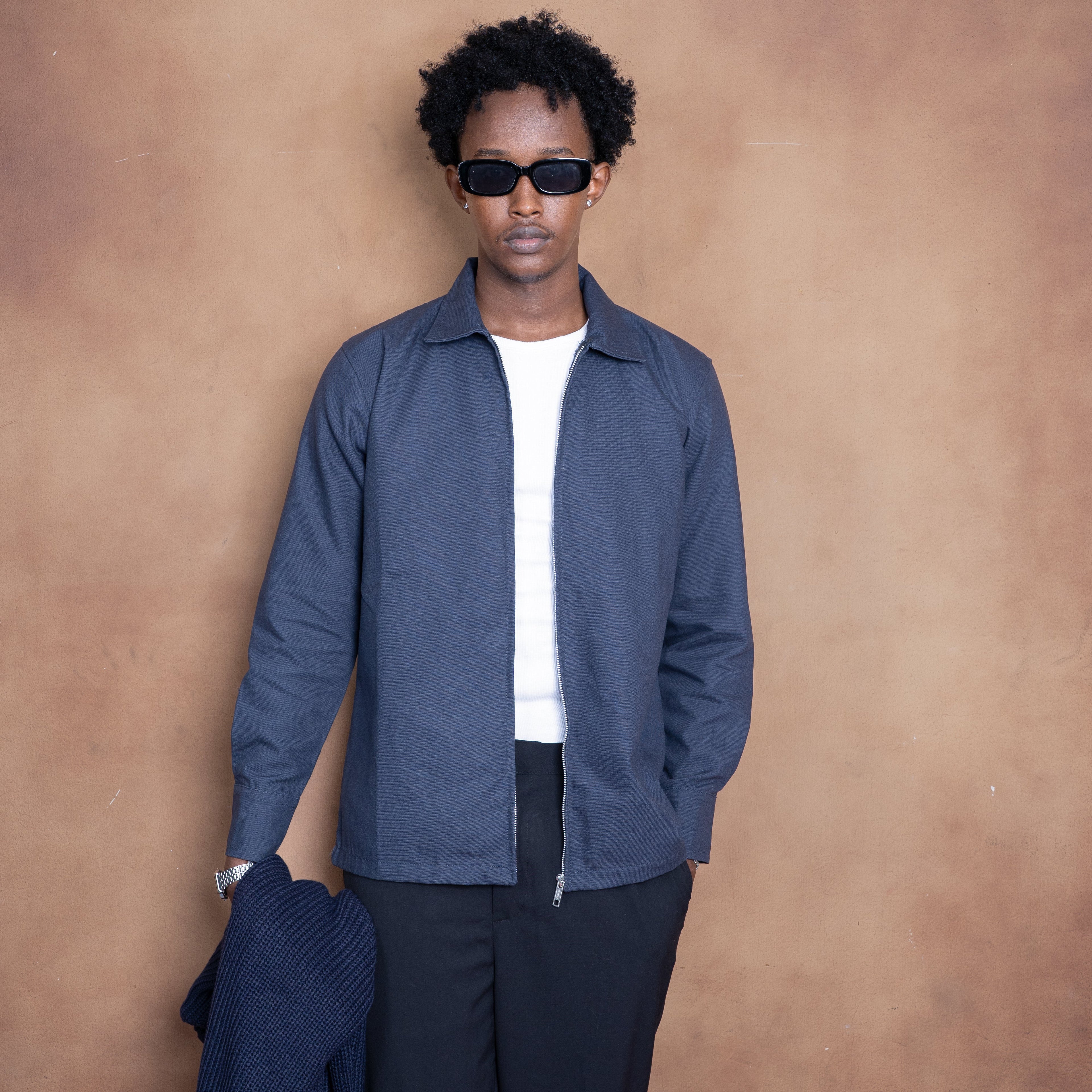 Essential Zip Jacket- Steel Blue