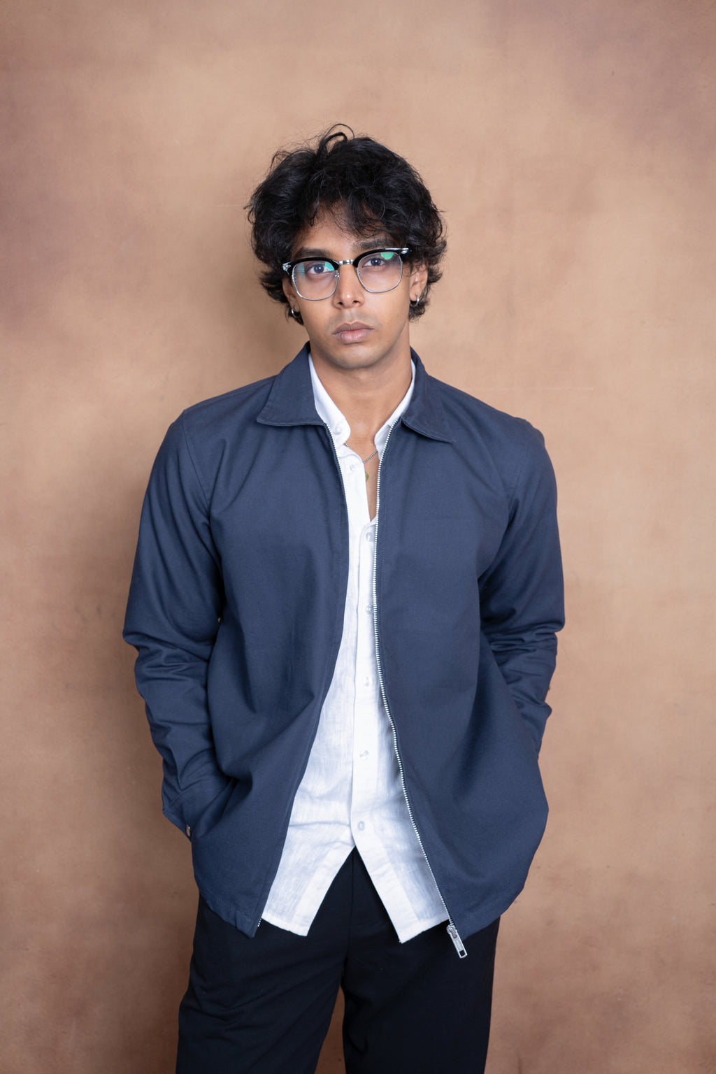 Essential Zip Jacket- Steel Blue