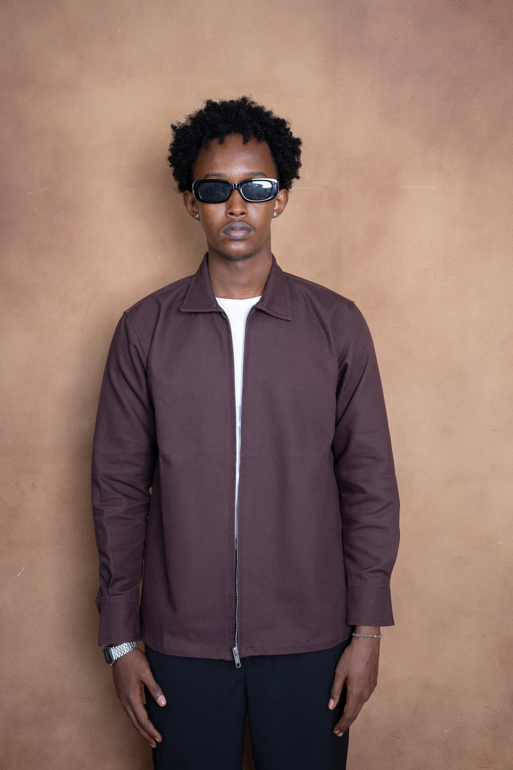 Essential Zip Jacket- Mocha Brown