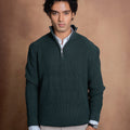 Half-Zip Knit Sweater- Green Forest