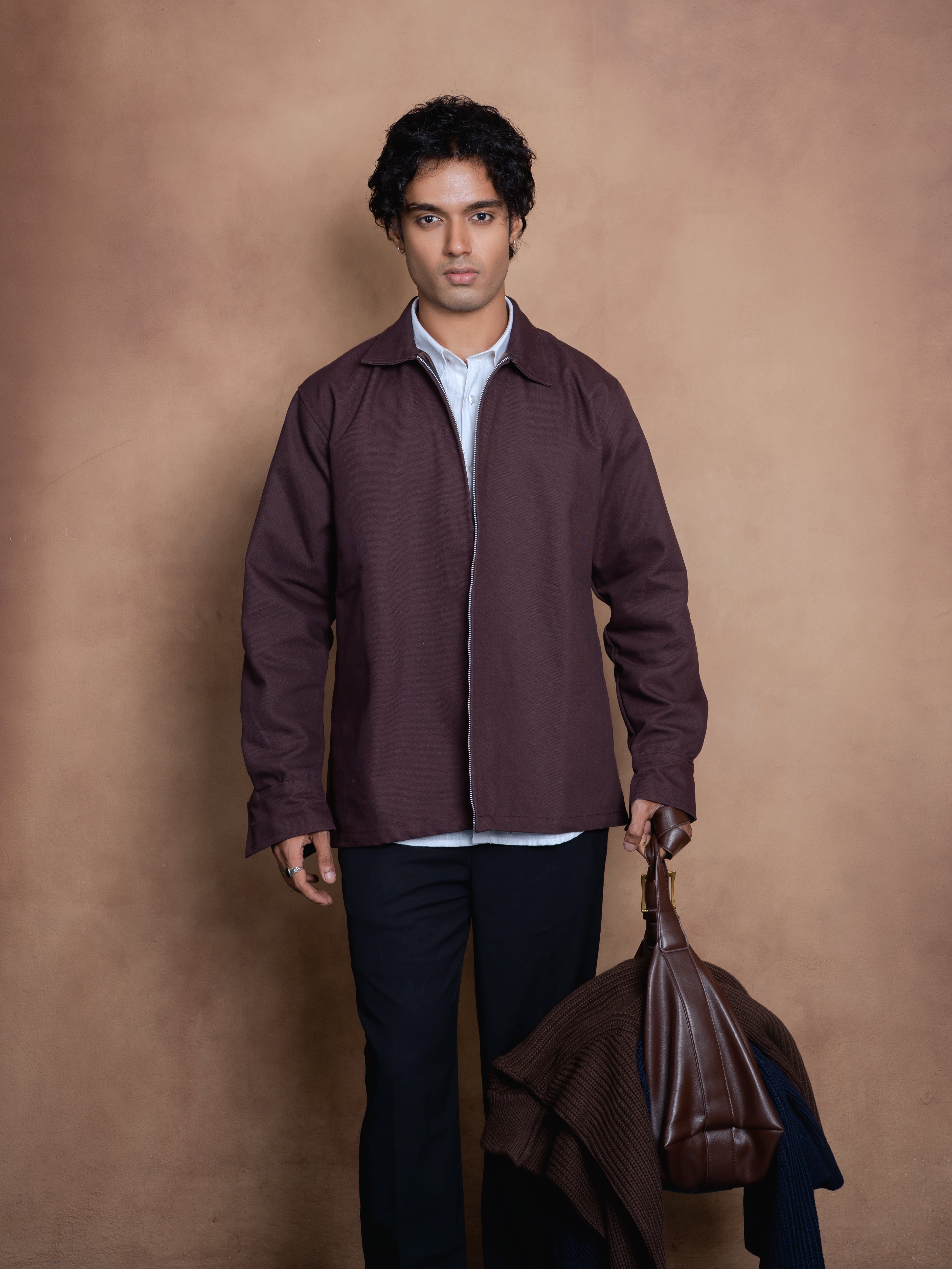 Essential Zip Jacket- Mocha Brown